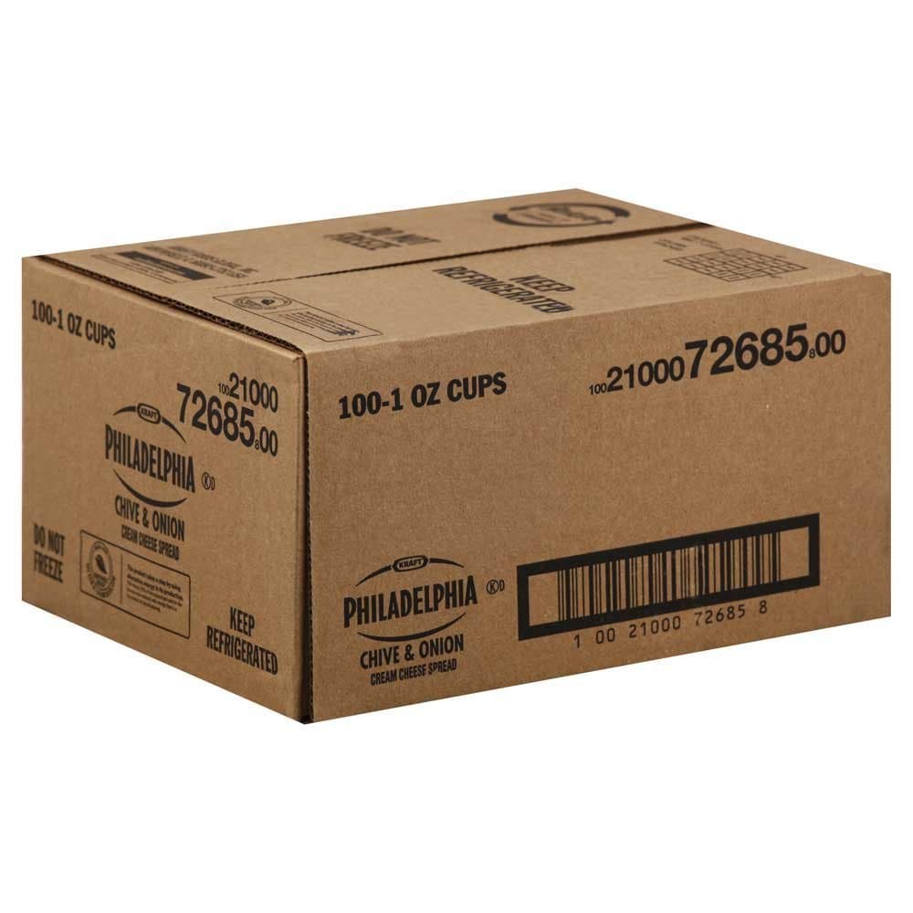 Kraft Philadelphia Chive and Onion Cream Cheese - Cup, 1 Ounce - 100 per case.