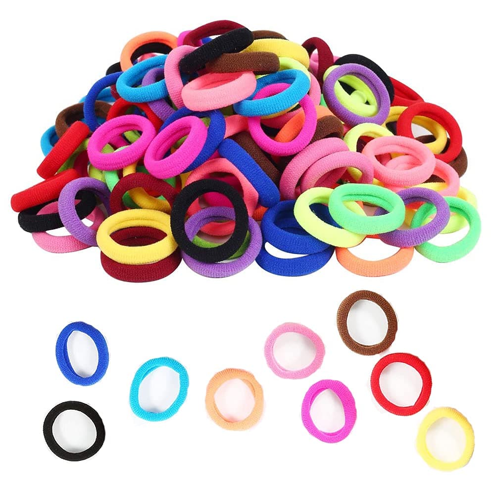 100pc Baby Hair Ties, Cotton Toddler Hair Ties for Girls and Kids, Multicolor Small Seamless Hair Bands Elastic Ponytail Holders Baby Hair Ties, Seamless Hair Bands