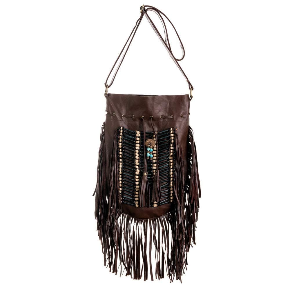 Boho Bag Round L | Real Leather | Fringe Purse | Bohemian Bags