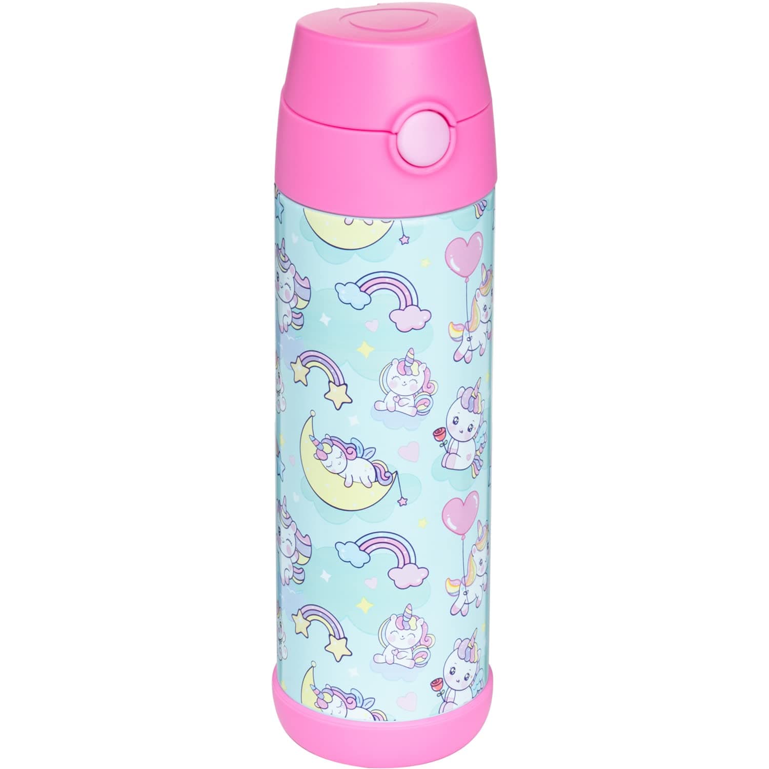 Snug Insulated Kids Water Bottle with Straw & Spout – Double-Wall Stainless Steel, Leakproof, Easy-Flip Lid – For School, Travel, Toddlers & Big Kids - Unicorn, 17oz