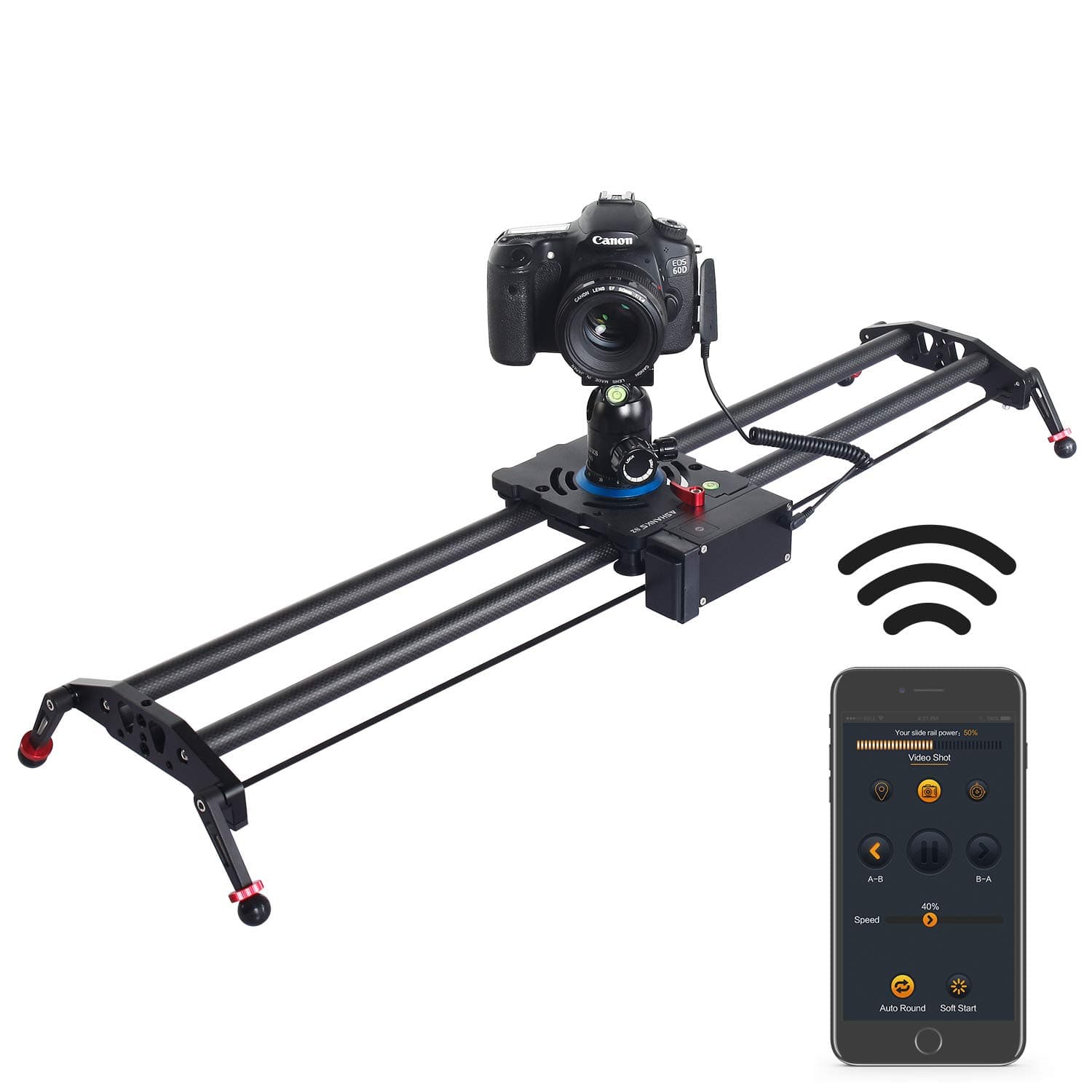 Camera Slider Motorized, ASHANKS Wireless Bluetooth Control Carbon Fiber Dolly Rail for Camera DSLR MILC Time Lapse and Video Shot 31"/Load up to 17.7 lbs