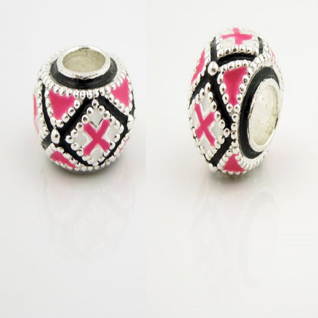 Bds-2 Sterling Silver Enameled European Charm Bead for Bracelet NEW Pysanka Style 3/8"