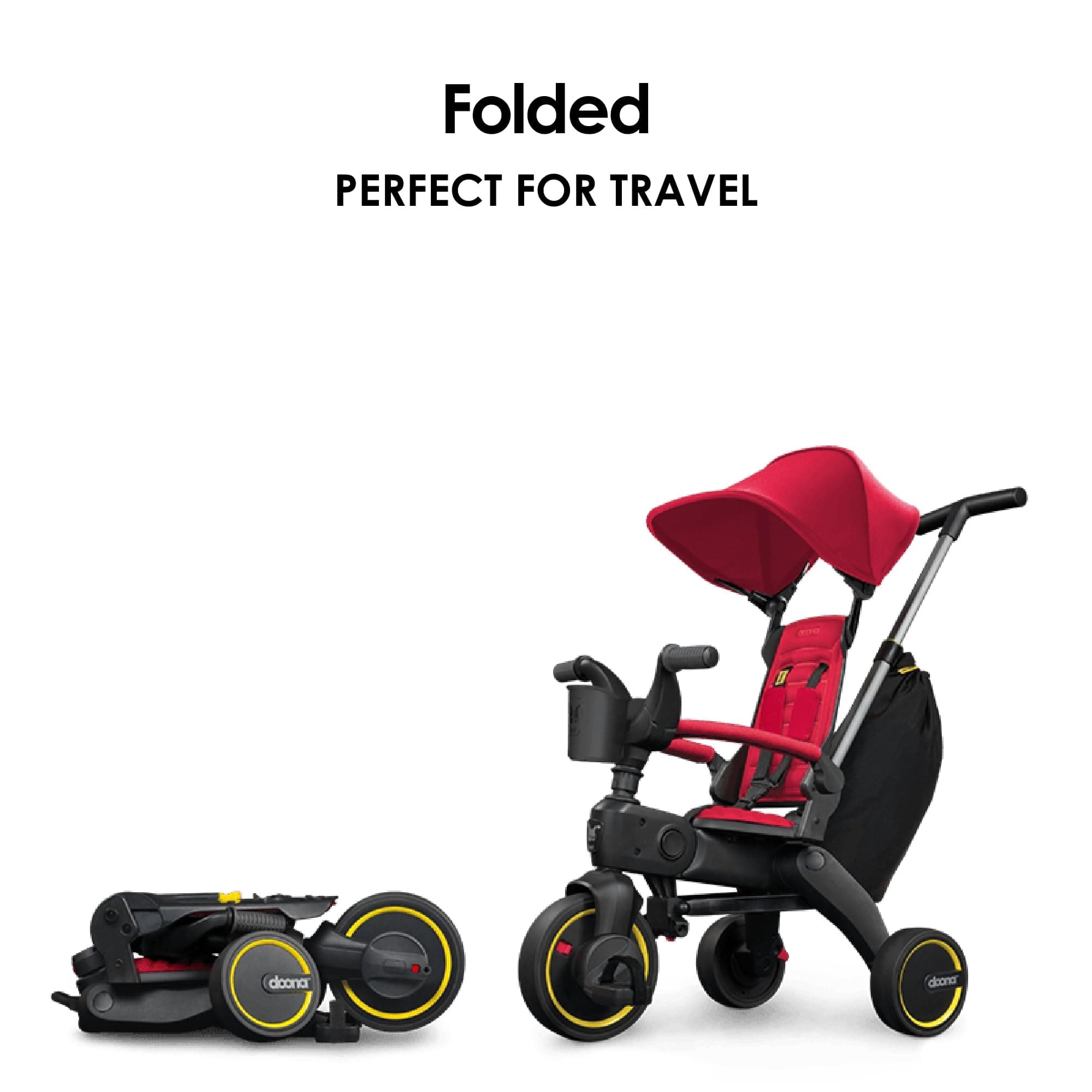 Doona Liki Trike S3 - Premium Foldable Push Trike and Kid's Tricycle for Ages 10 Months to 3 Years, Flame Red