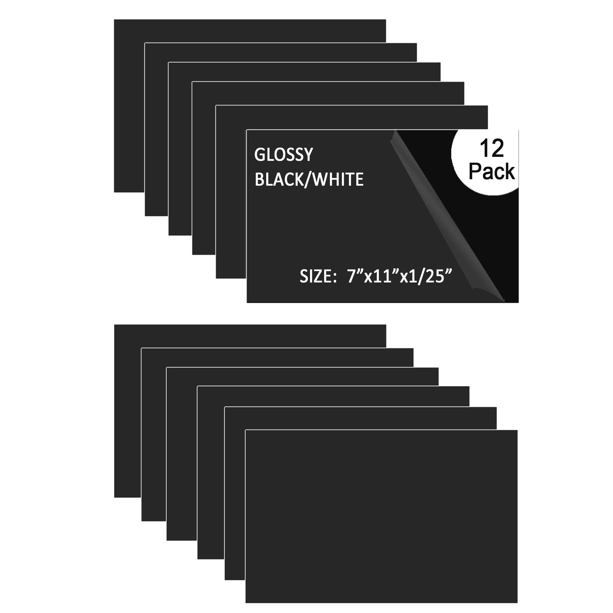 Engraving Blank Materials ABS Double Color Plastic Sheet, Black/White (7" x 11" x .040", 12 Pieces) for Interior Signs, Badges.