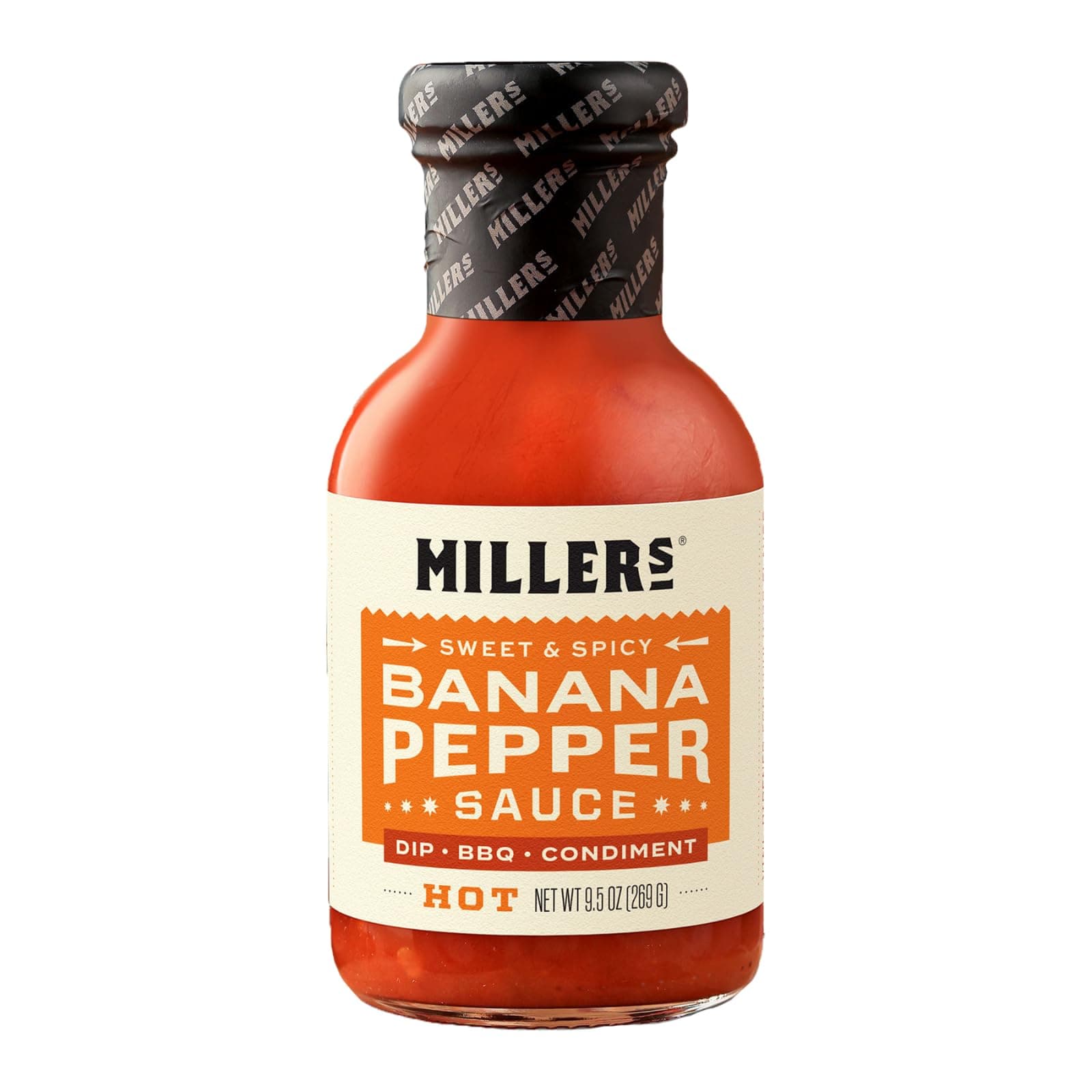 Miller's Mustard- Red Mustard Banana Pepper Hot Sauce, Sweet Spicy Banana Pep...