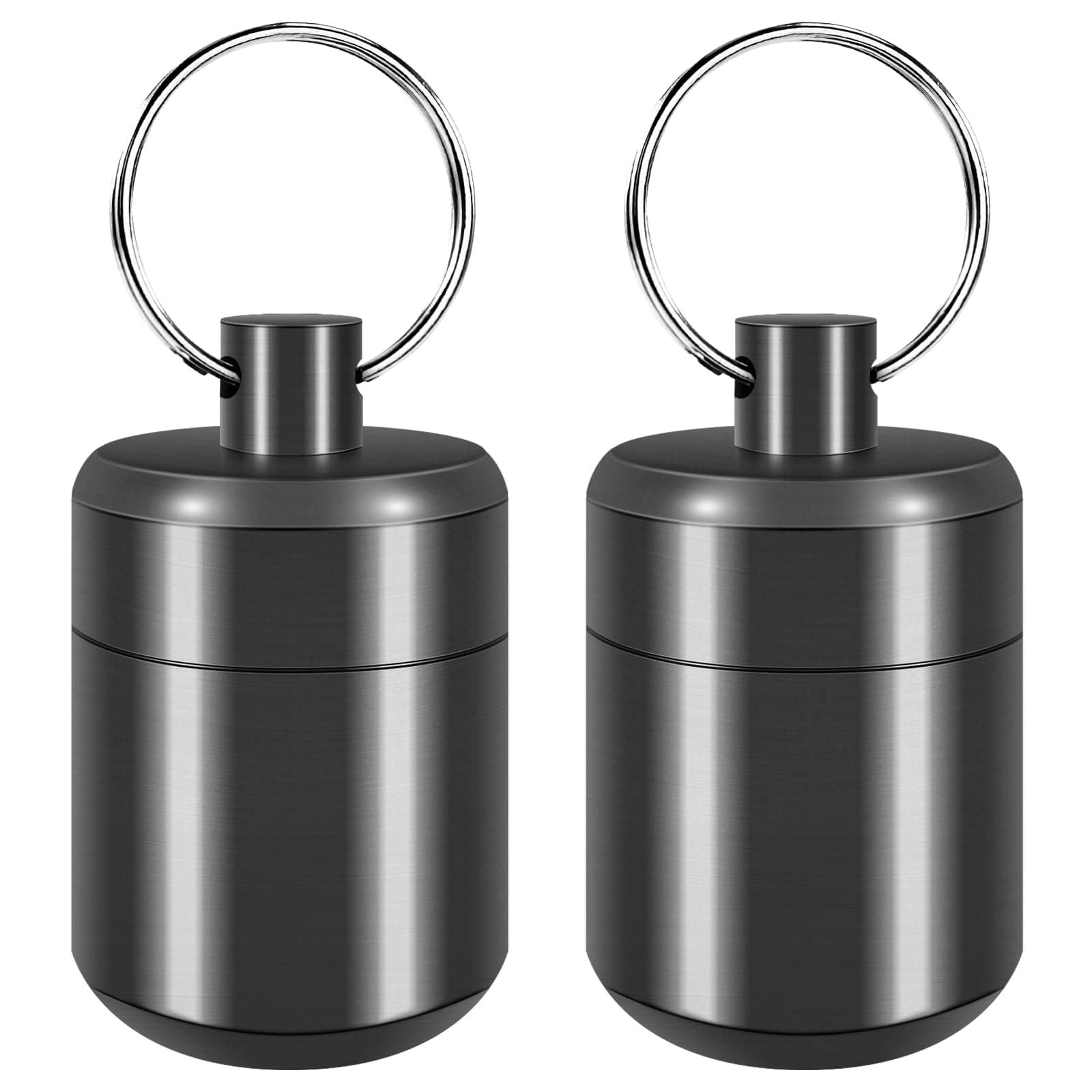 Pill Keychain Holder - Small Pills Box Waterproof Pill Fob Organizer Portable Ring Holder Keychain for Purse(Grey 2PCS)
