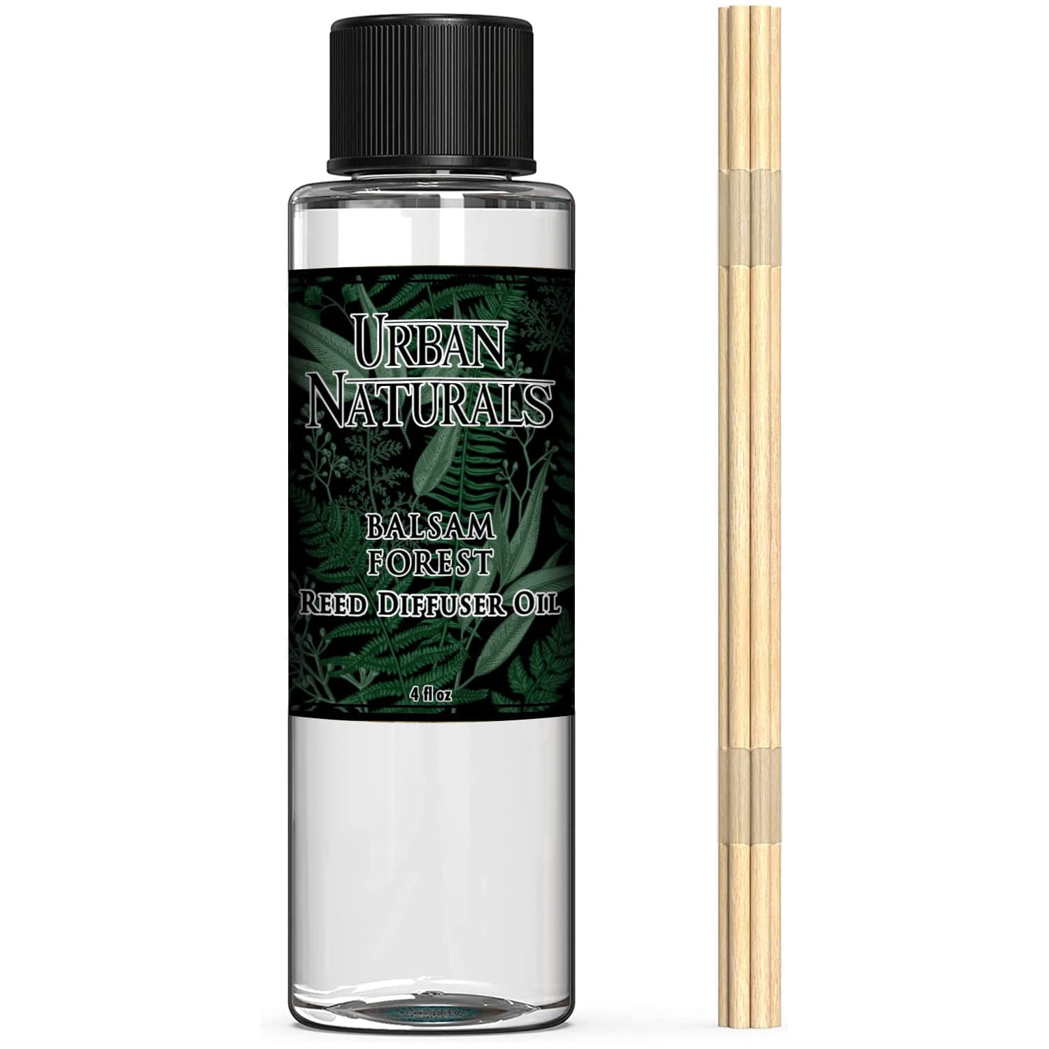 Balsam Forest Oil Reed Diffuser Refill + Free Set of Reed Sticks - Fragrance Notes of Pine Fir Needles, Evergreen, Woodsy Cedar and Sandalwood – Vegan, 4 oz Made in The USA