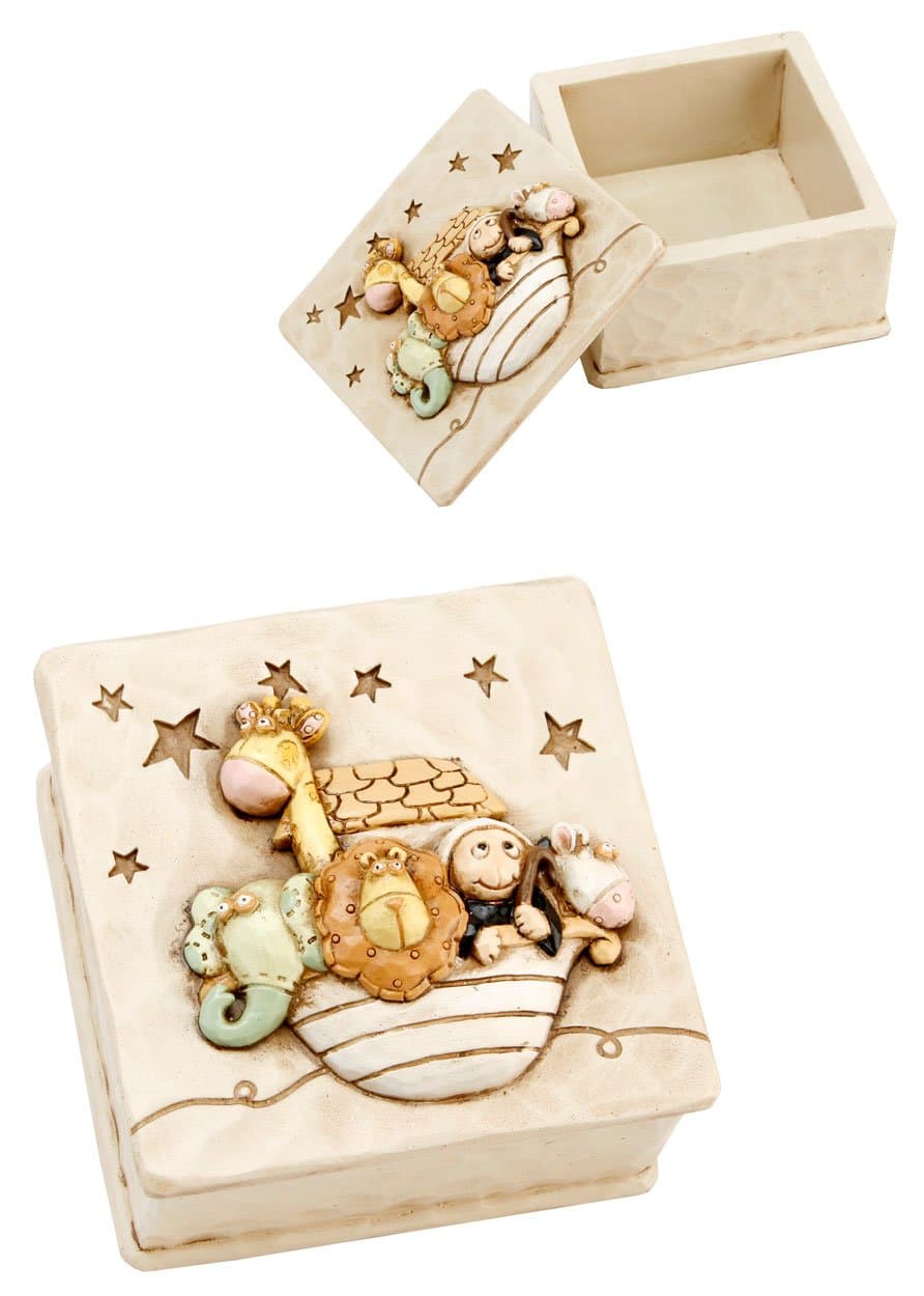 Baby Noah's Ark Animals Resin Trinket Box