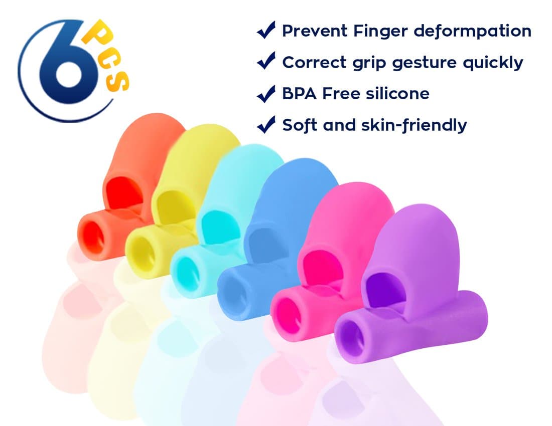 Pencil Grips Holder for Handwriting, Posture Correction, Ergonomic Writing Aid, 6 PCS Assorted | Suits Right & Left Handed Adults & Kids| Hand Arthritis Pain Relief, Fatigue, Carpal Tunnel Syndrome