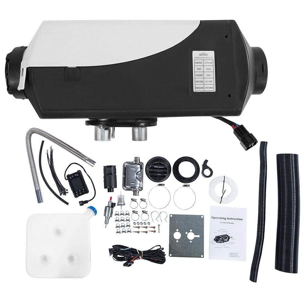 Upgraded 12V 5KW Diesel Air Heater RV Parking Heater Diesel Heater w/LCD Thermostat Monitor Control & Silencer for Trucks Boats Bus Car Trailer Touring Car Campervans Motorhomes, Black