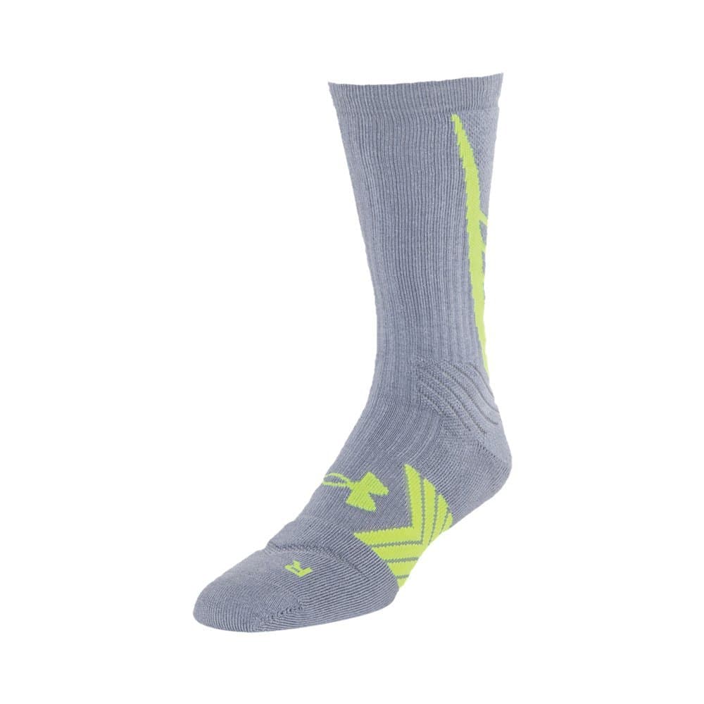 Under Armour Men's Undeniable All Sport Crew Socks (1 Pair), Steel/Hi Vis Yellow, Medium