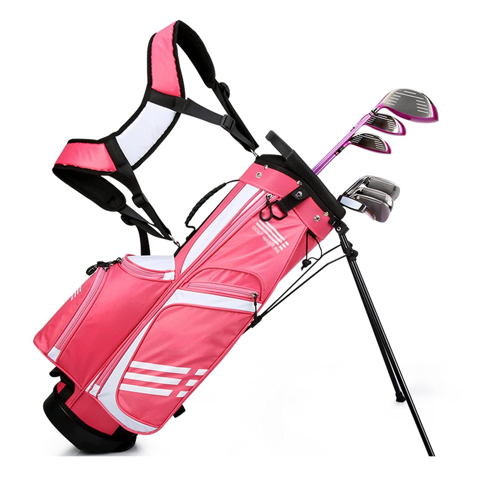 YYC Golf Stand Bag with Stand & Handle,Unisex Children Golf Cart Bag with 3 Way Dividers,Lightweight Portable Golf Bag for up to 7~9 Clubs(Blue,Pink)