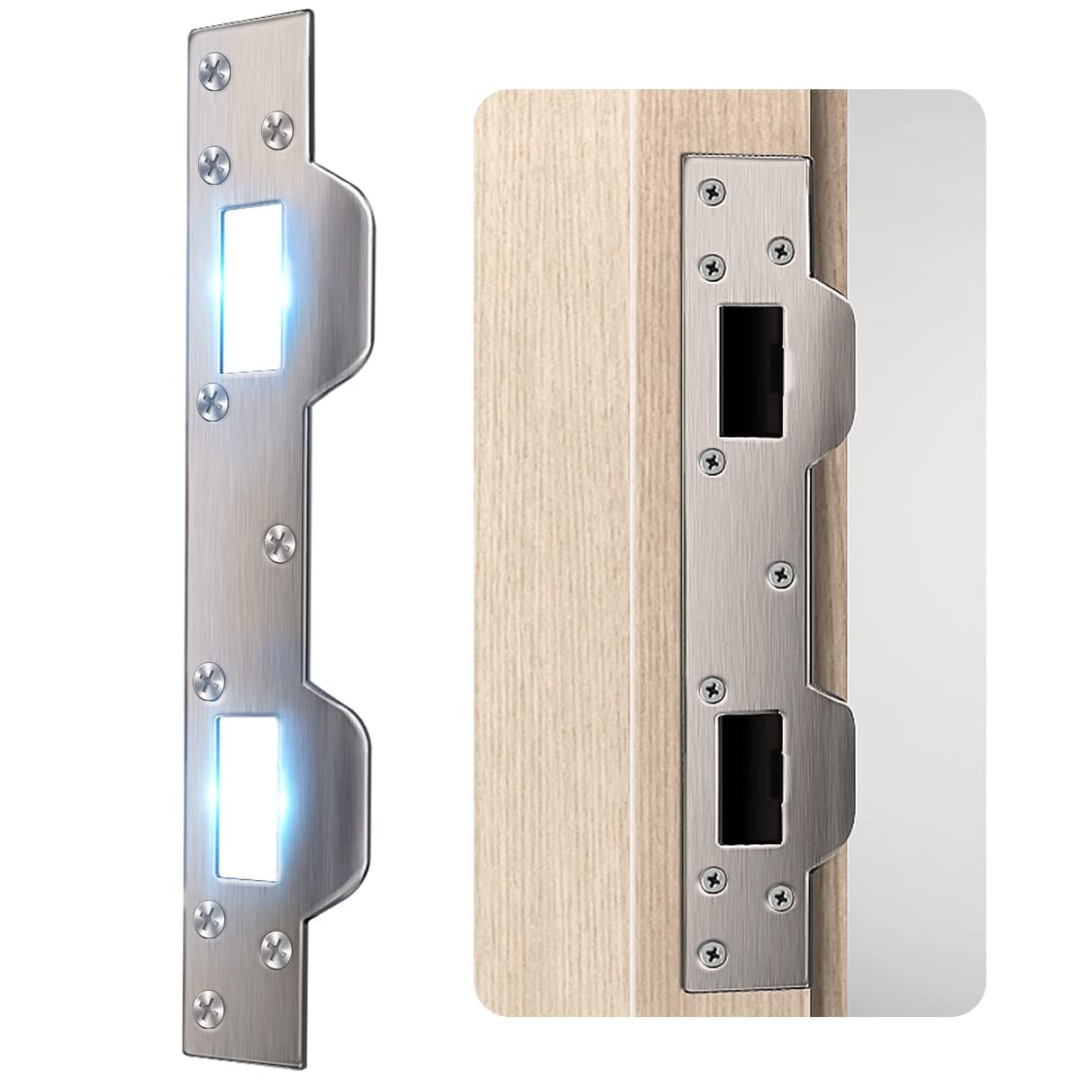 Door Strike Plate Reinforcement Plate - Front Door Security Devices Metal Striker Plates Door Latch Plate with 5-1/2 inch to 6 inch Hole for Exterior Interior Door Deadbolt Fix Door Frame Door Jamb