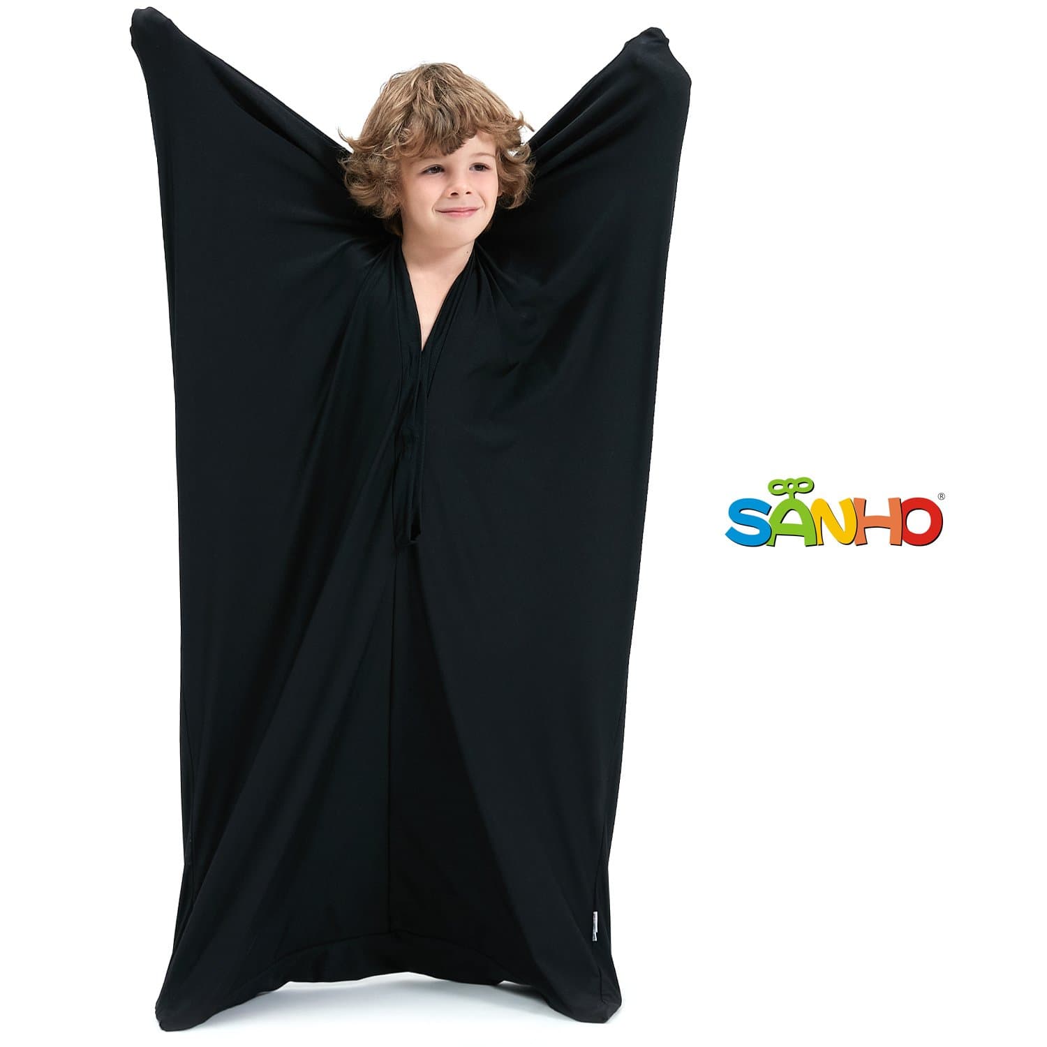 SANHO Dynamic Movement Sensory Body Sock,Large,9-12 Years Old,56''HX28''W,Good for Height:52"-61",for Autistic & Sensory Processing Disorders,Updated Version,Black