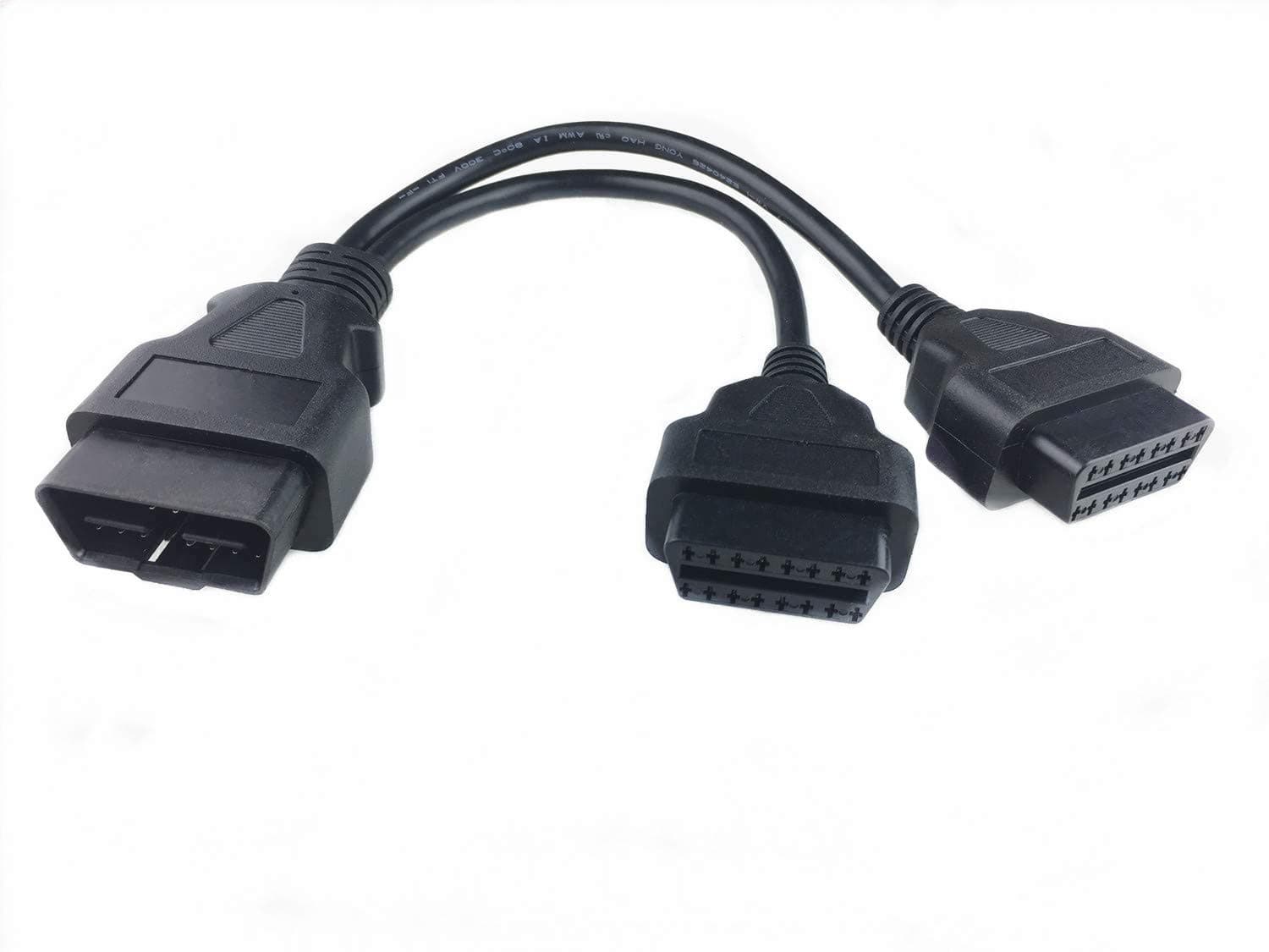 ARTECKIN 24awg OBD2 OBD II Splitter Y Cable J1962 16 Pin Male to Dual Female Adapter 30cm/1ft