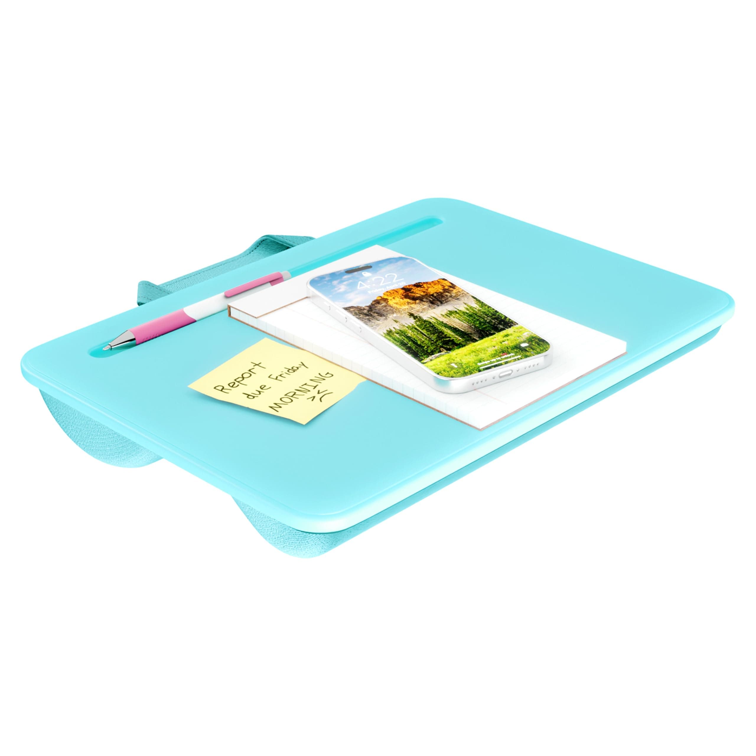 LAPGEAR Compact Lap Desk – Fits Up to 14″ Laptops – Aqua Sky – Style No. 43109