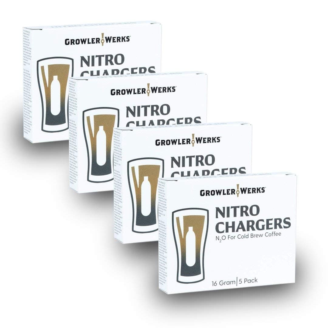 GrowlerWerks Nitro N2O Chargers, 20-Pack, silver (GWA1076-16N-4)