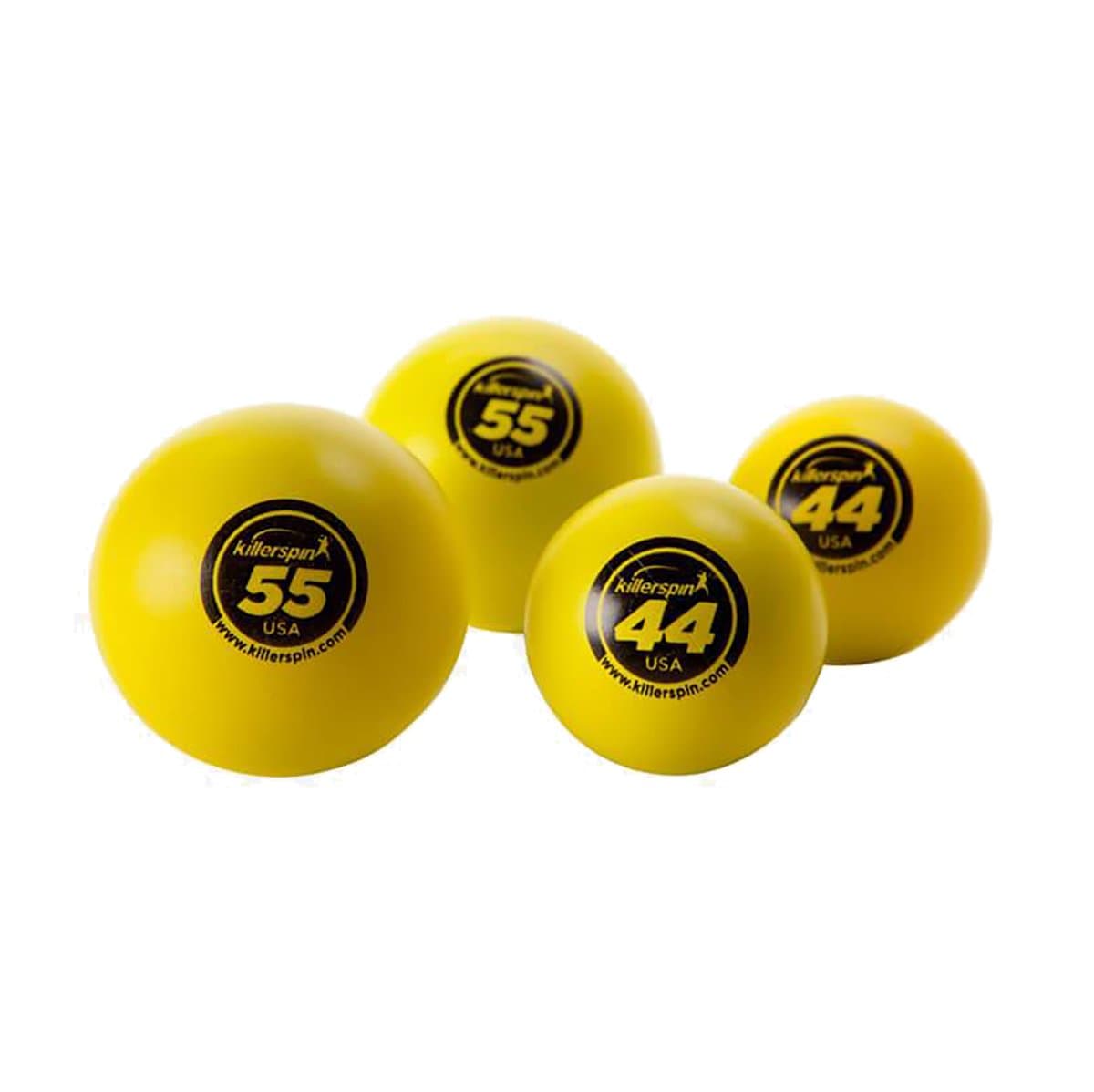 Killerspin Set of 2 Oversized 44 mm & 2 Extra Large 55 mm Table Tennis Balls Yellow