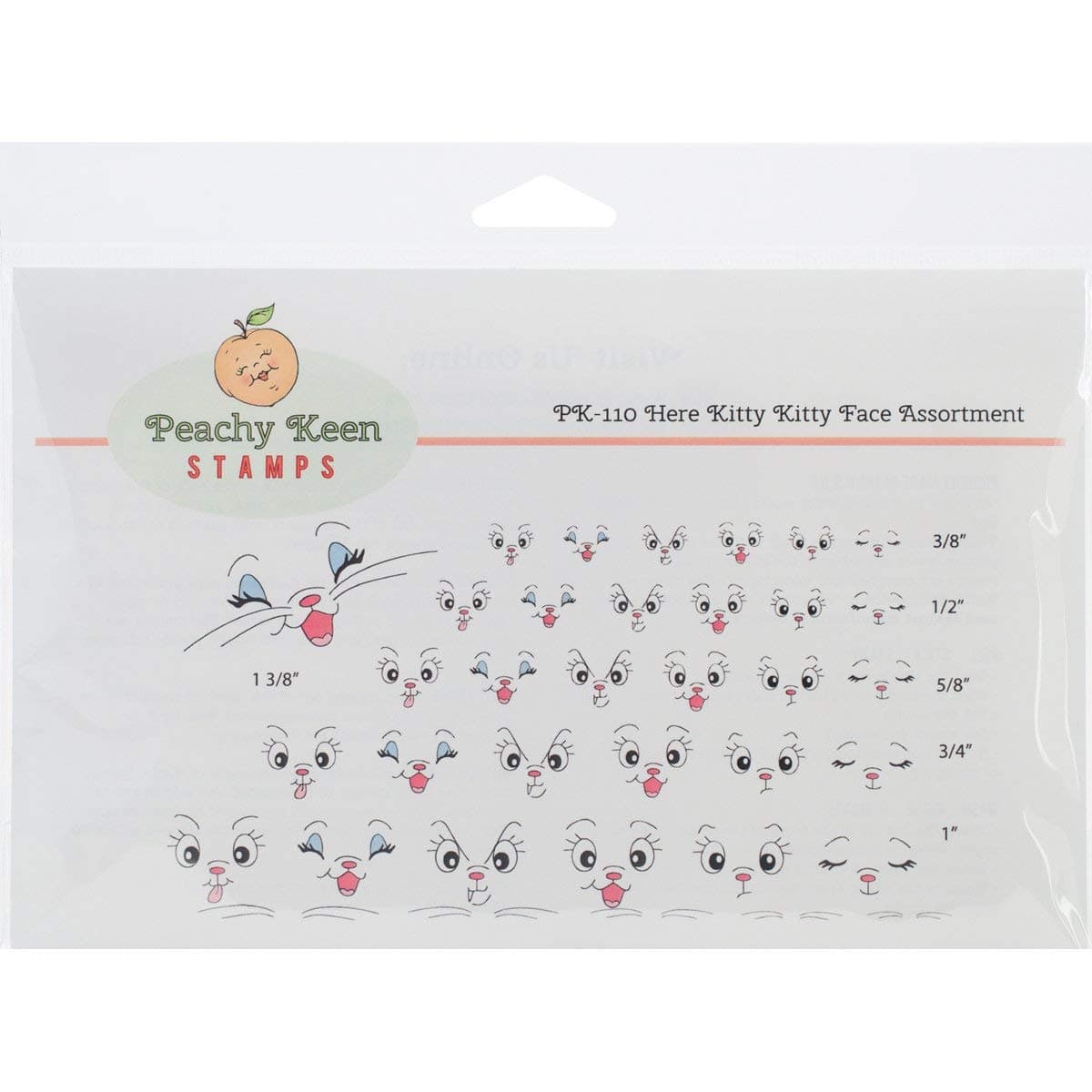 Peachy Keen Stamps Clear Face Assortment 3 Kitty, Other, Multicoloured, 0.38x16.51x22.22 cm