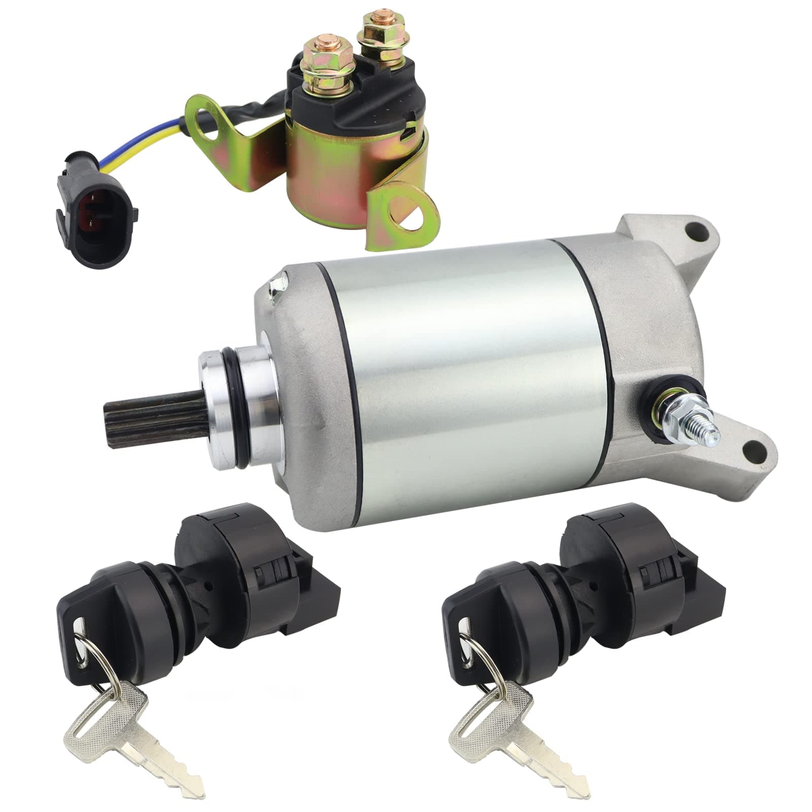 Starter Motor & Solenoid Relay & Ignition Switch for Polaris Sportsman 450 570 2014-2020, ACE 500 570 2014-2019, Ranger 500 570 2014-2021, RZR 570 2012-2020 4014290 4014909 4013015