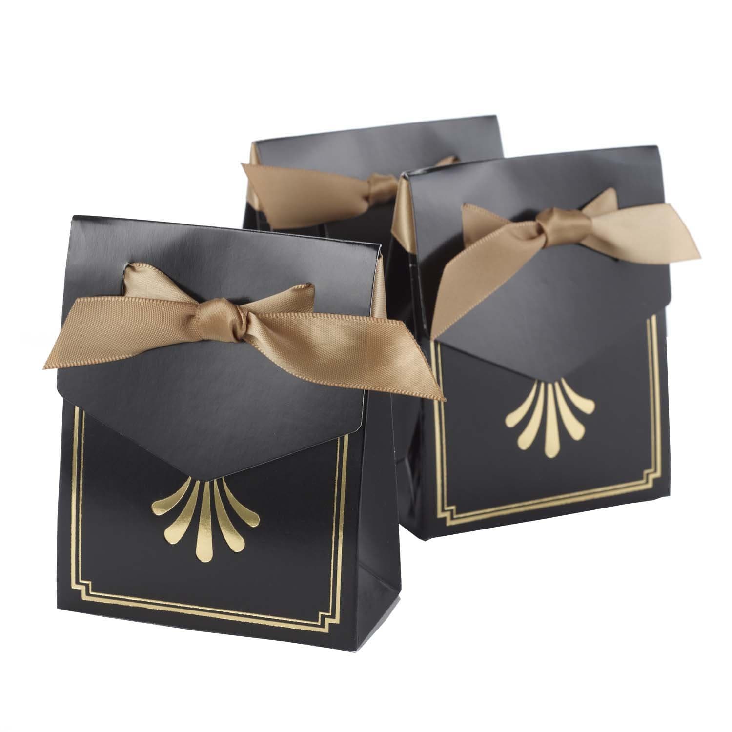 Hortense B Hewitt Tent Favor Boxes, 3.75-Inch, Gold Art Deco, 25 Count