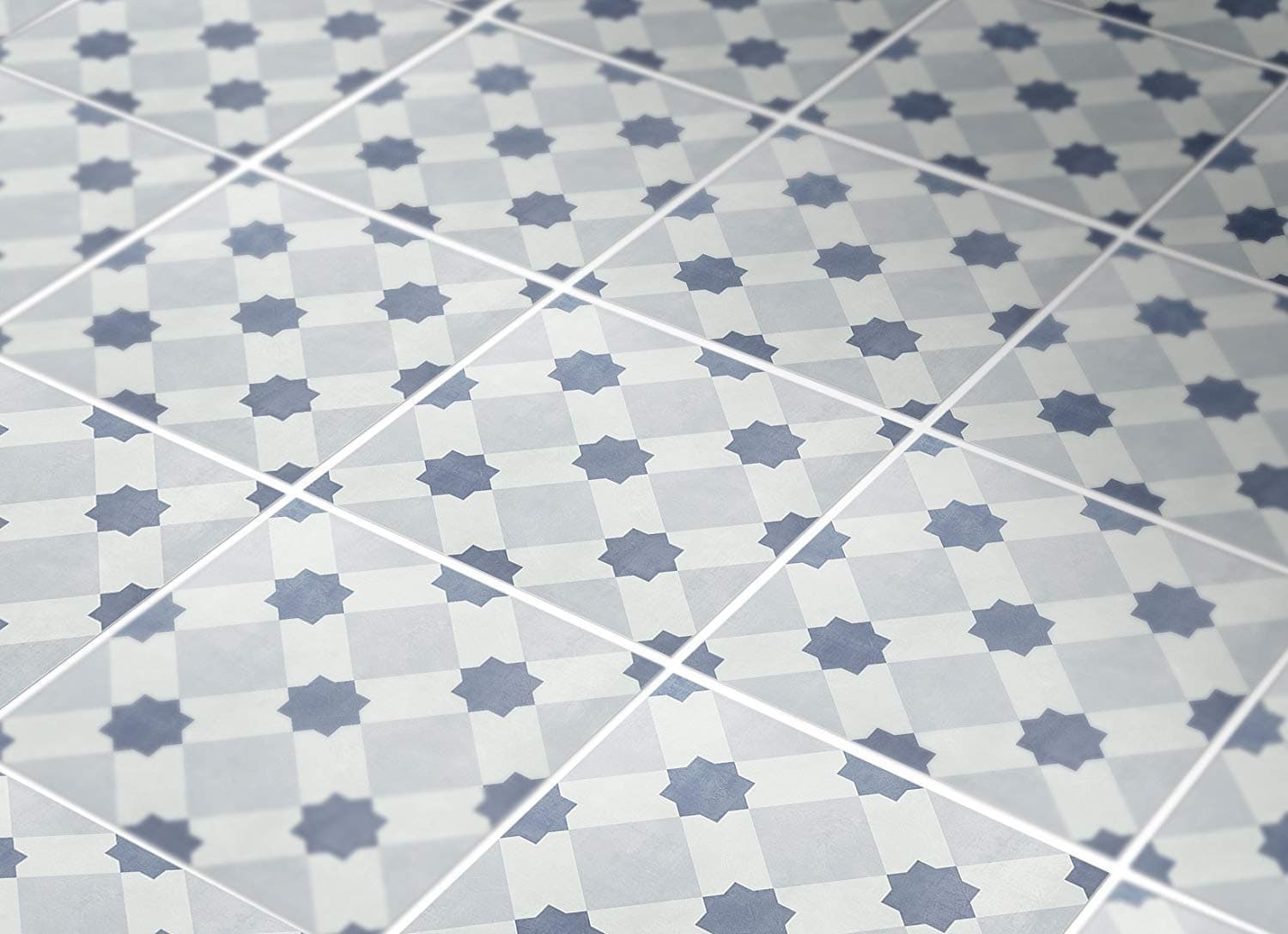 Tiles Stickers Decals - Pack of 10 tiles - 10 individual tiles - Tiles Decals (8 x 8 inches - 20.3 x 20.3 cm, Cement Blue and Grey Tile Decal)