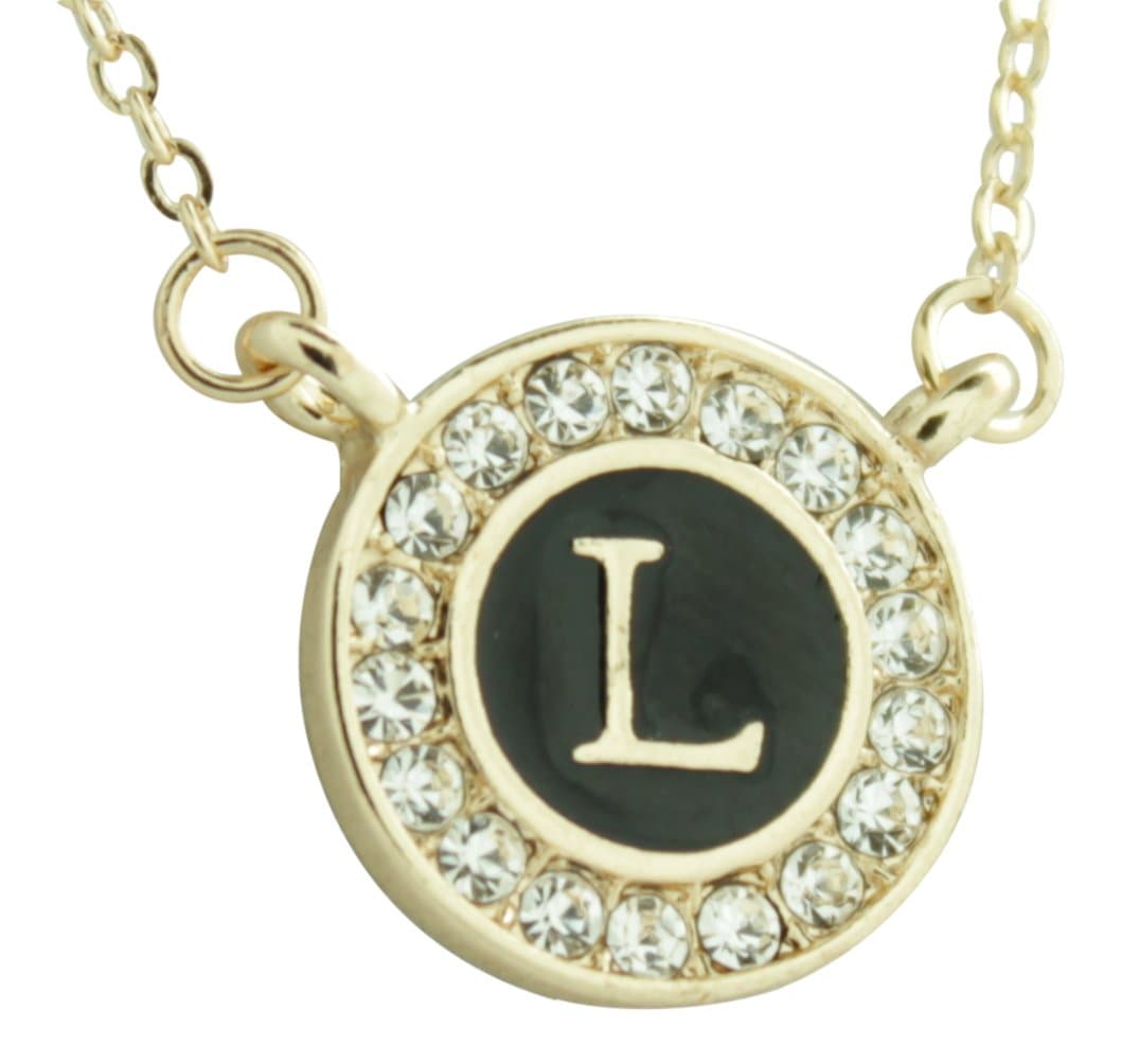 Maren Elena Gold Tone Alphabet Initial Pendant with Genuine Crystal (Letter L)