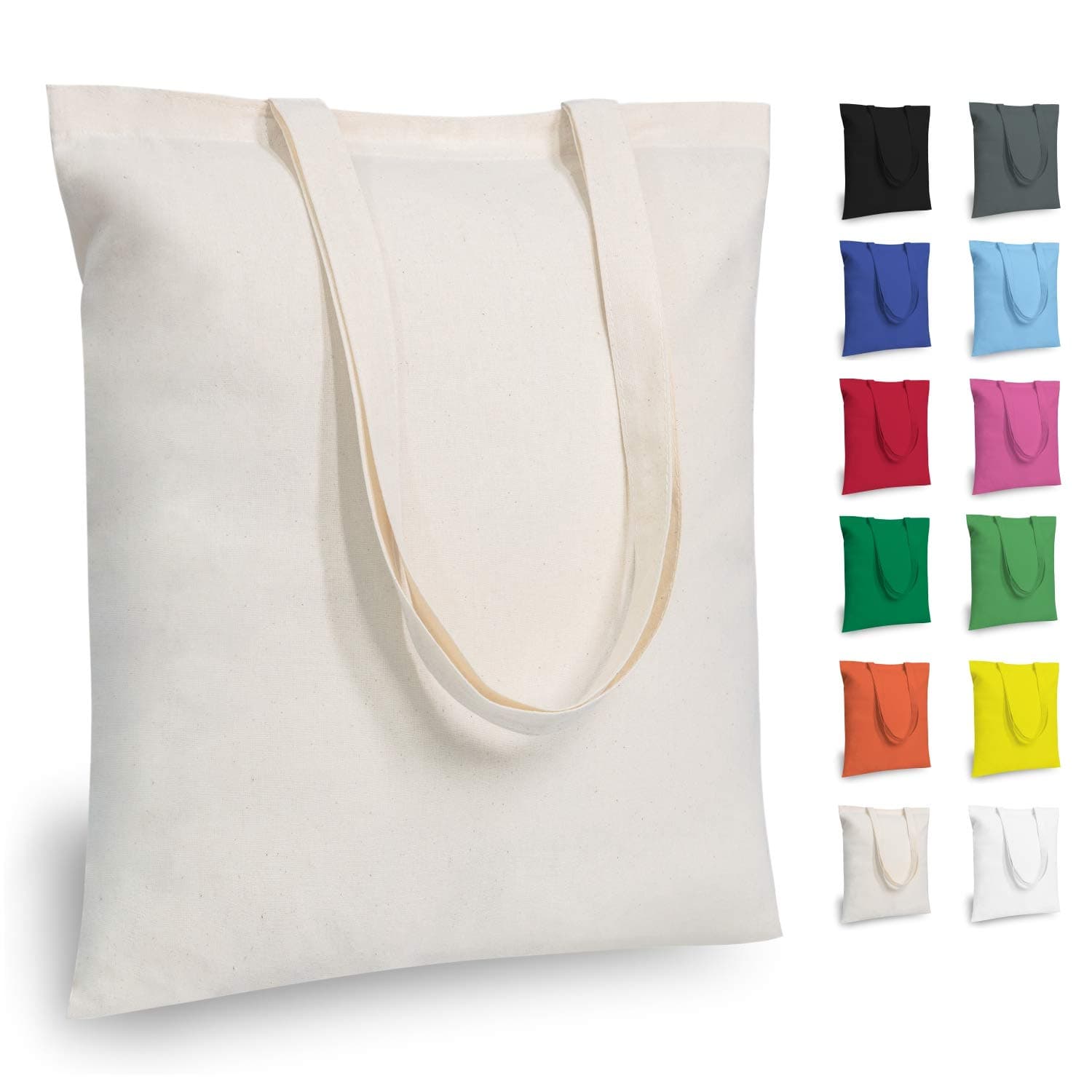 5 | 12 | 24 | 48 | 192 Pack Economical Cotton Tote Bags, Lightweight Medium Reusable Grocery Shopping Cloth Bags, Suitable for DIY, Advertising, Promotion, Gift, Activity (5-Pack)