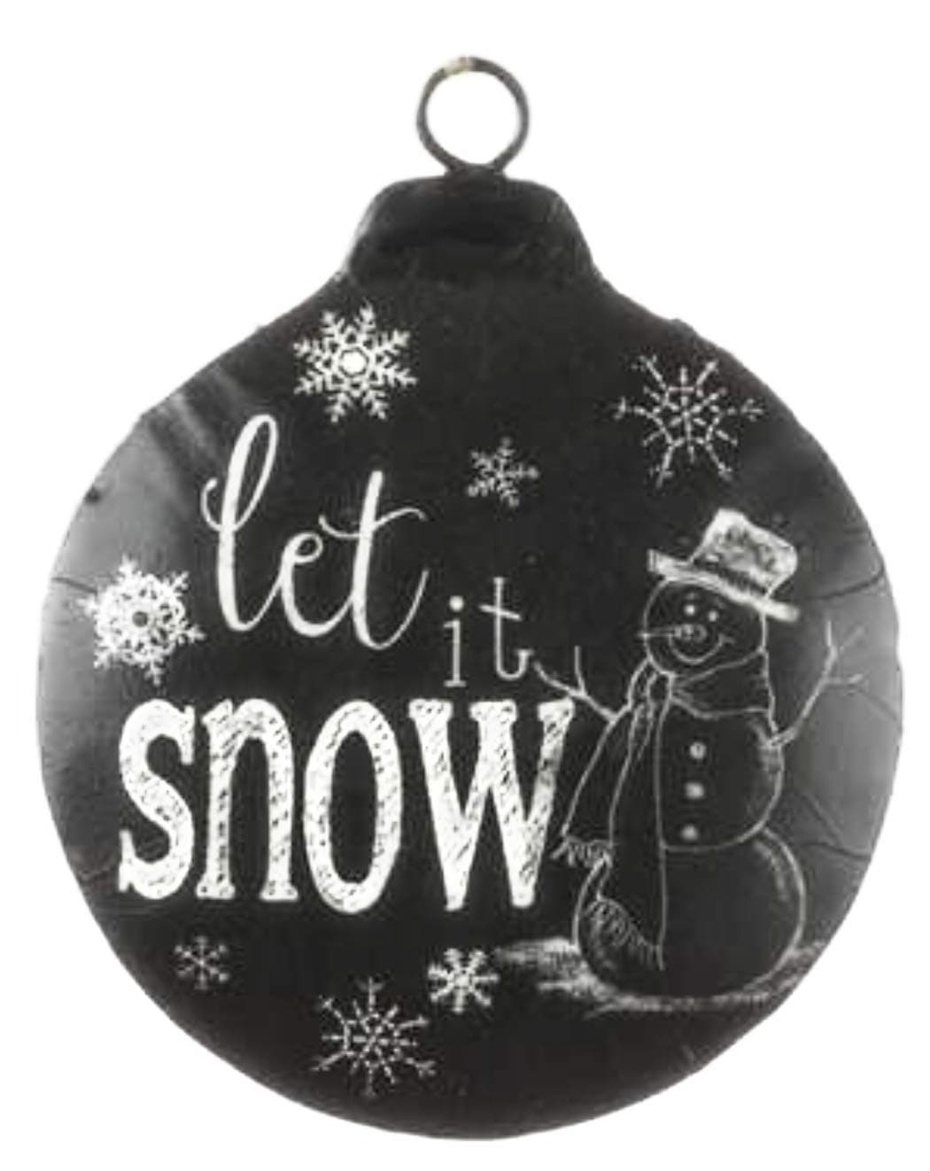 Sullivans 3.5'' Black and White Metal Circle Ornament ("Let It Snow" Snowman)