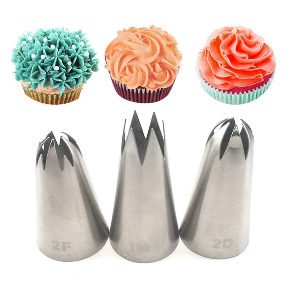 3pcs Rose Flower Piping Nozzles Stainless Steel Pastry Tips Nozzle Kitchen Bakery Cake Decoration Tool
