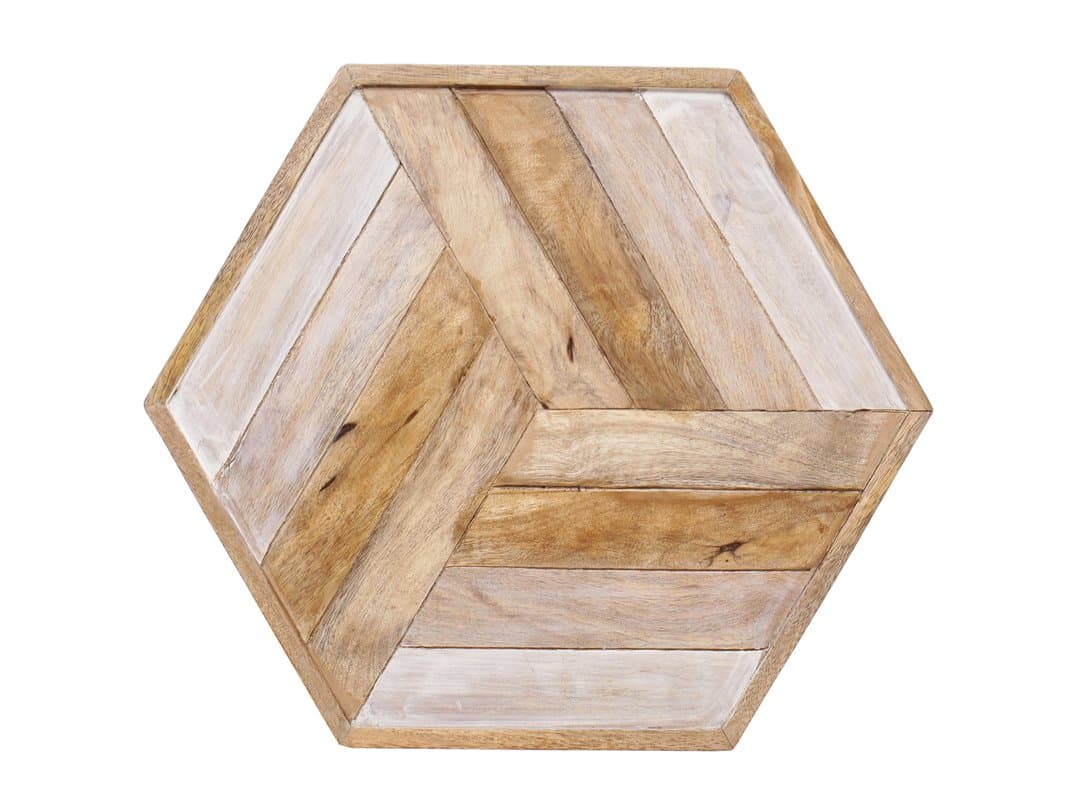 Witty Woods Premium Hexagon Wooden Tray for Coffee and Drinks Table - Made up of Mango Wood - Antique Finish - Luxury Gifting Product
