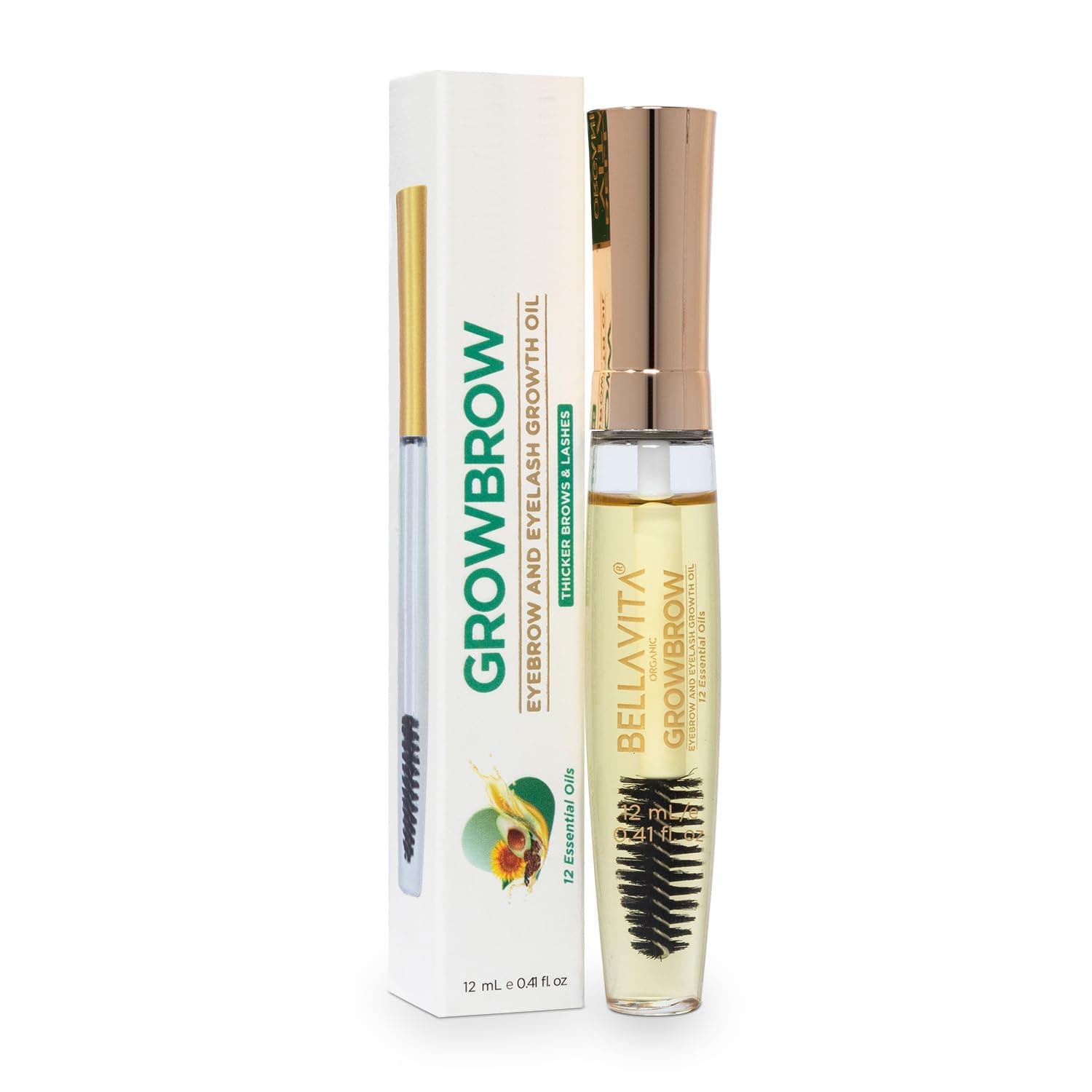 GrowBrow Eye Brows EyeLash Hair Growth and Volume Serum with Castor, Onion Oil and Vitamin E (12ml)