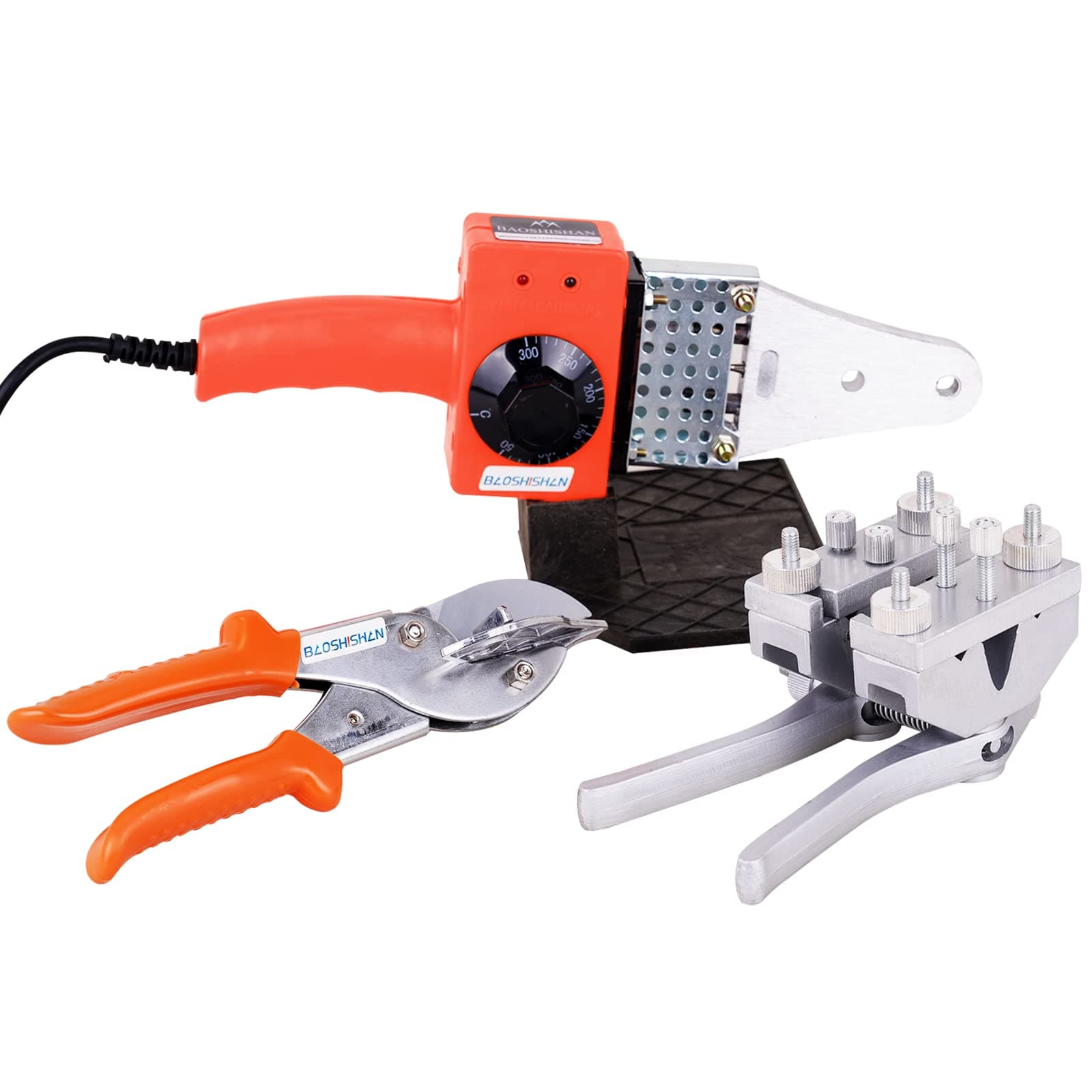 BAOSHISHAN PU Round Belt Welding Machine Polyurethane Belt Hot Melt Machine PU Belt Welder Connector 220V 300℃ (PU Belt Welder+Scissor+Fixture)