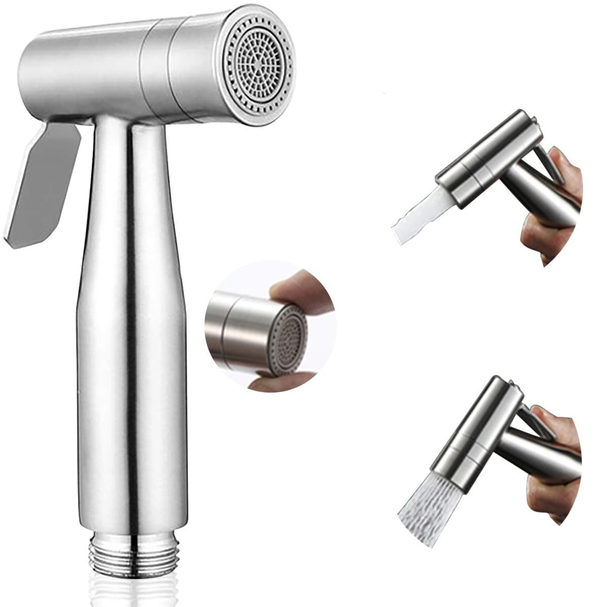 Soosi Hand Held Bidet Sprayer, Dual Mode Stainless Steel, Brushed Nickel, Baby Cloth Diaper Sprayer, Muslim Shattaf, Bathroom Hand Held, Wall Mount