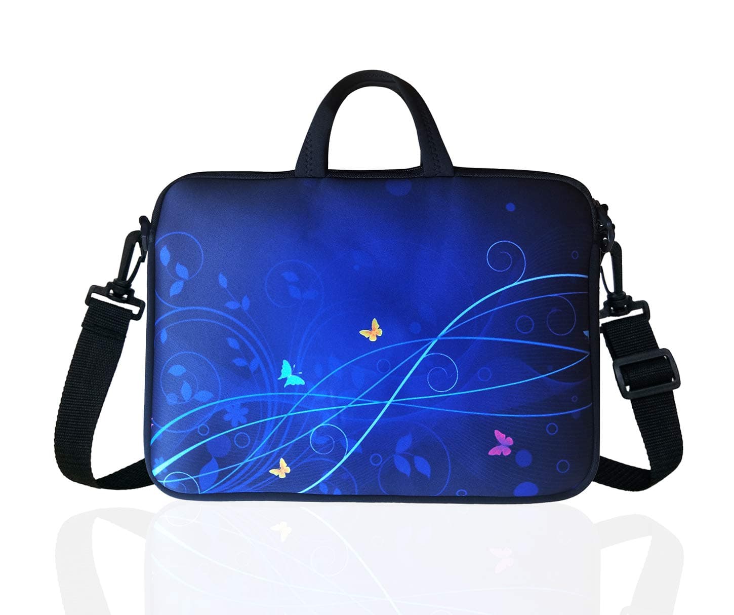14-Inch Neoprene Laptop Shoulder Messenger Bag Case Sleeve for 13 13.3 14 14.1" Inch Notebook/Chromebook (Blue)