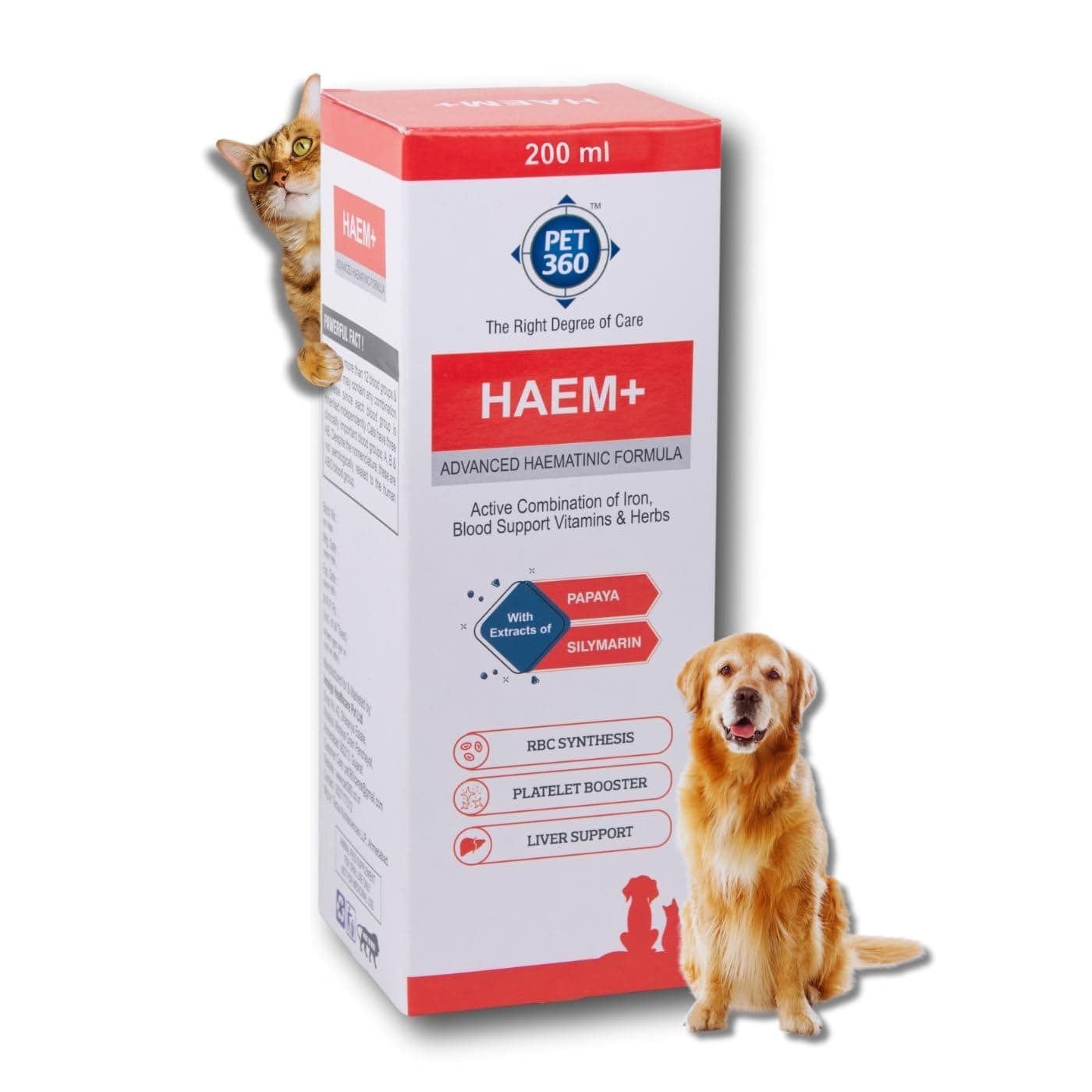 HAEM+ Advanced Haematinic Formula | Health Booster & Liver Tonic for Cats & Dogs | with Extracts of Papaya & Silymarine | Active Combination of Iron, Blood Support Vitamins & Herbs - 200 ml