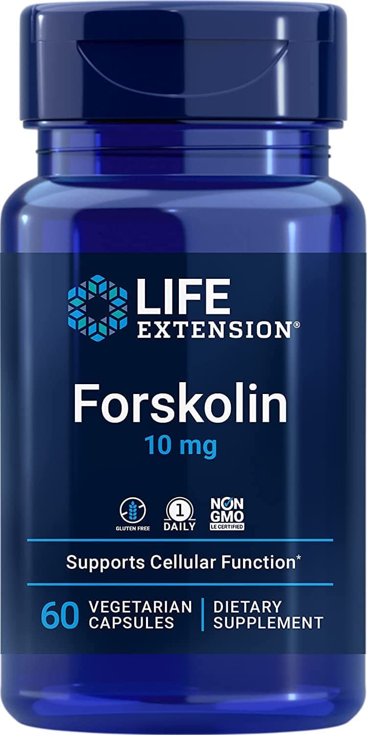 Life Extension Forskolin 10 mg, 60 Vegetarian Capsules (Pack of 2)