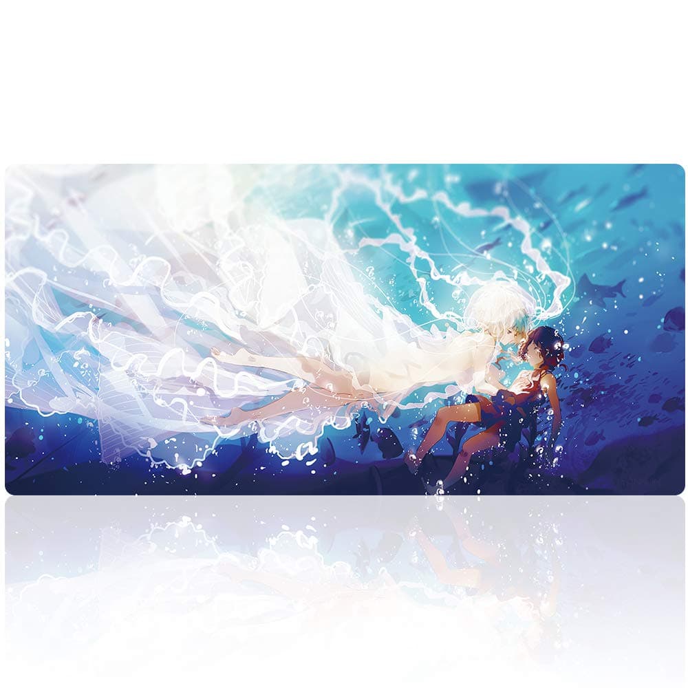 Extended Gaming Mouse Pad - Non-Slip Water-Resistant Rubber Base Computer Keyboard Mouse Mat, Durable Gaming Mouse mat XX-Large, Ideal for Work & Game (90x40 swimingY35)