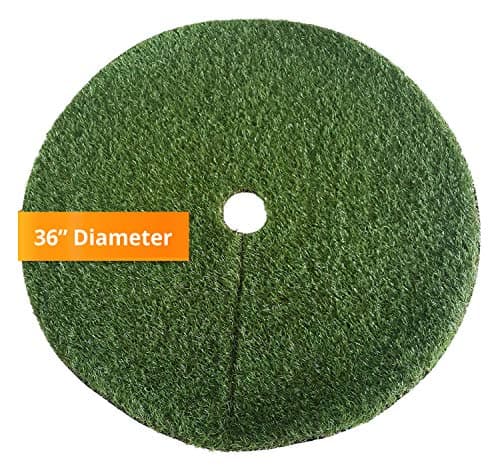 Zen Garden Artificial Grass Christmas Tree Skirt w/Anti-Slip Rubber Base (36" Diameter) | Realistic Synthetic Round Grass Rug | Indoor & Outdoor Xmas Tree Skirts | Unique Holiday Decorations (Green)