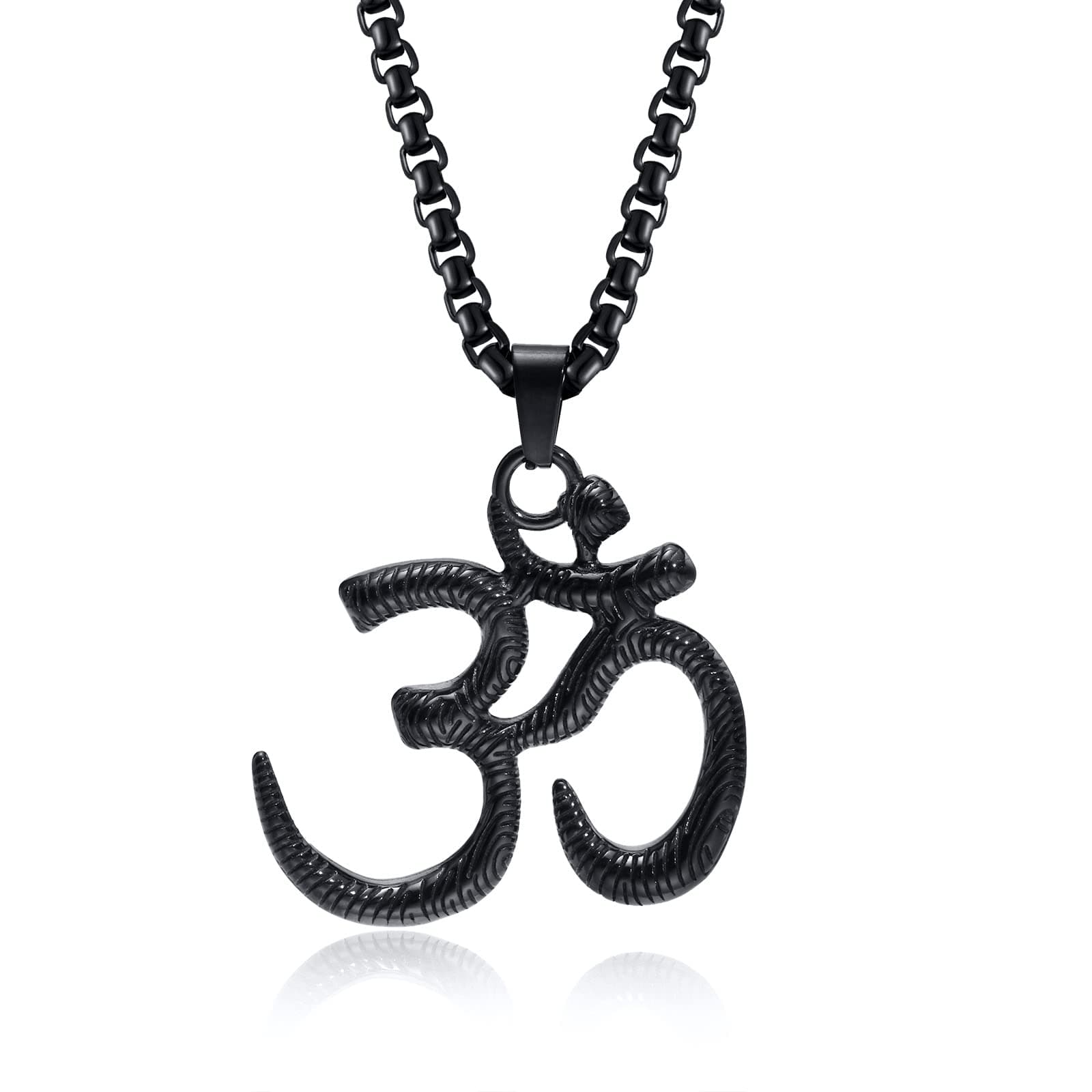 Om Yoga Pendant Necklace - Hindu Spiritual Amulet Jewelry with Sanskrit Symbol Om Aum Ohm/Lotus Pendant