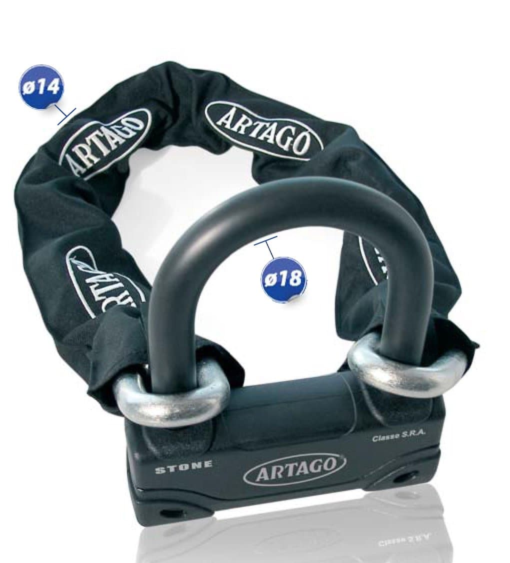 Artago Secure 18 DUO Motorcycle Chain with U-Lock / 100 cm (39.37 inches) Maximum Security Level - Best Quality and Security