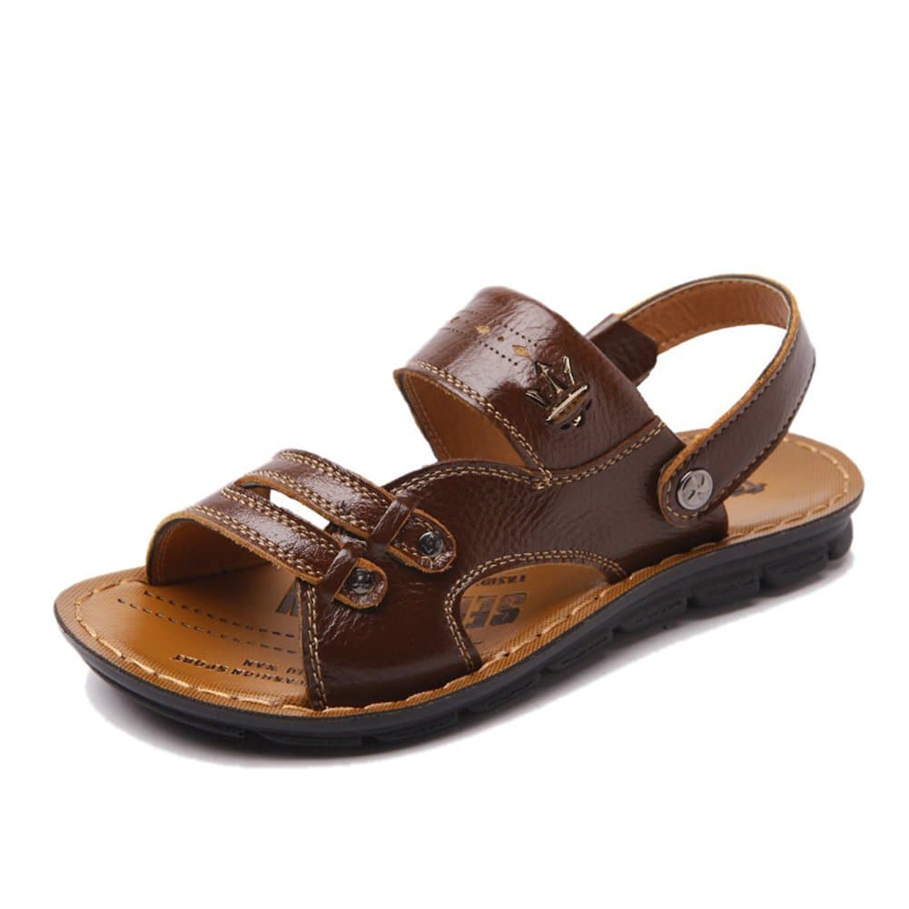 Keplia Sandals Skidproof Summer Lightweight Mens Leather Sandles Brown 9 D(M) US