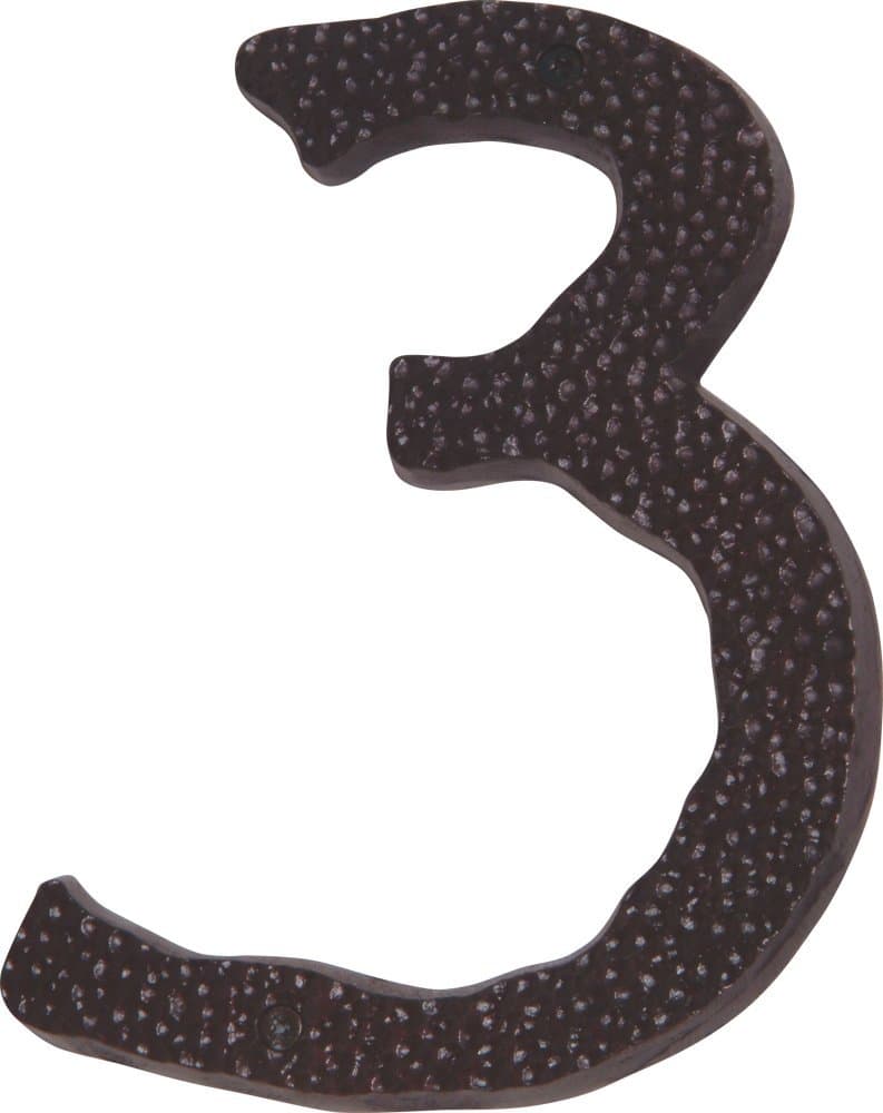 Atlas Homewares HN3L-O 5.5-Inch Large Hammered House Number-3, Aged Bronze
