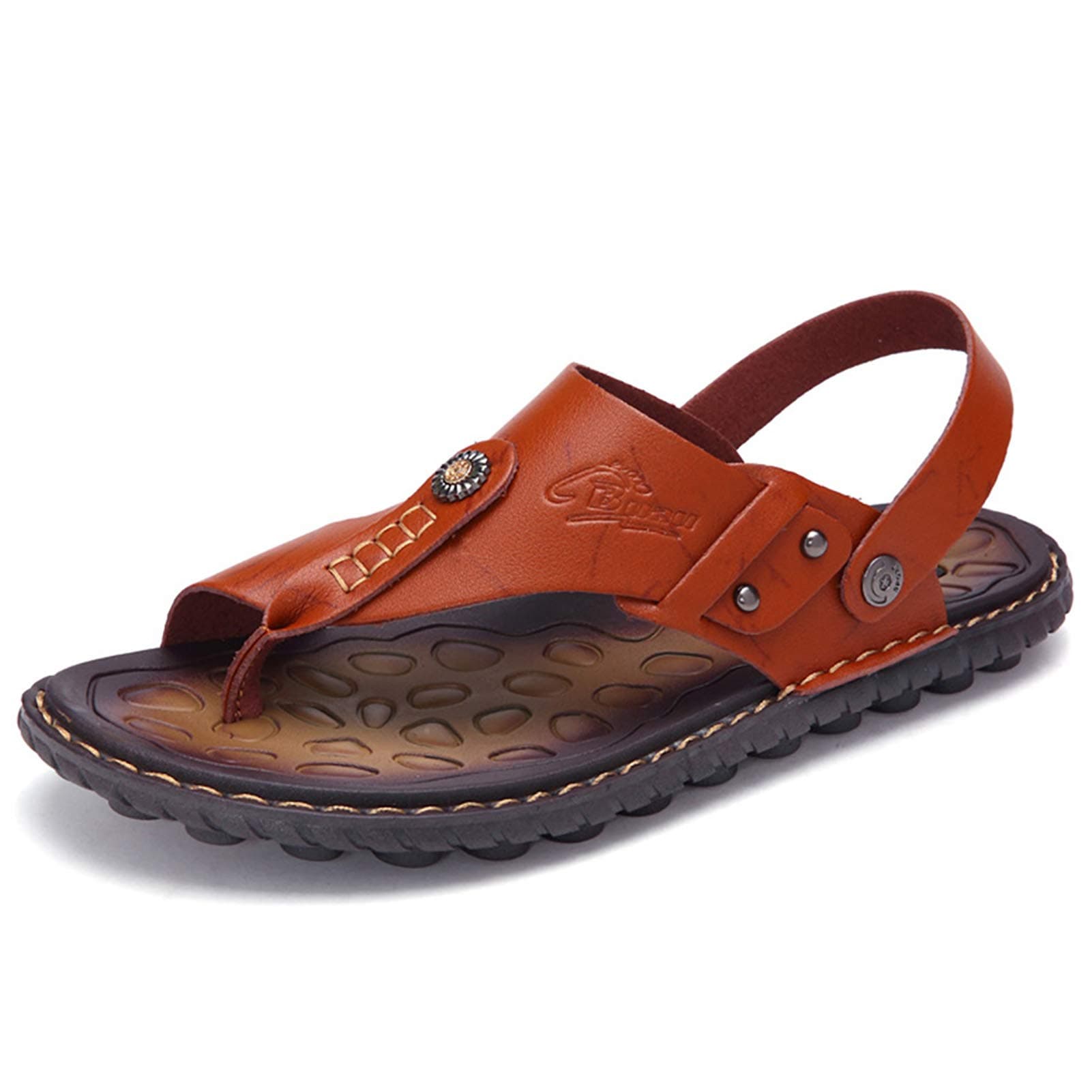 Mens Sandals Slippers Slip On Flip Flops for Men Shoes Leather Toe Ring Style Beach