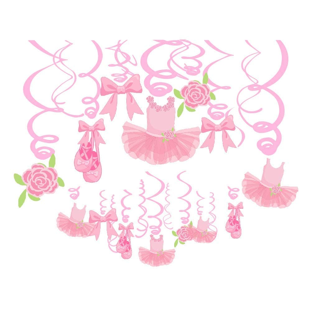 SaYaLa 30Count Ballerina Ballet Girl Party Decorations,Ballet Girl Dancing Hanging Swirl Decorations - Ceiling Streamers Wedding Bridal Shower Birthday Party Decorations