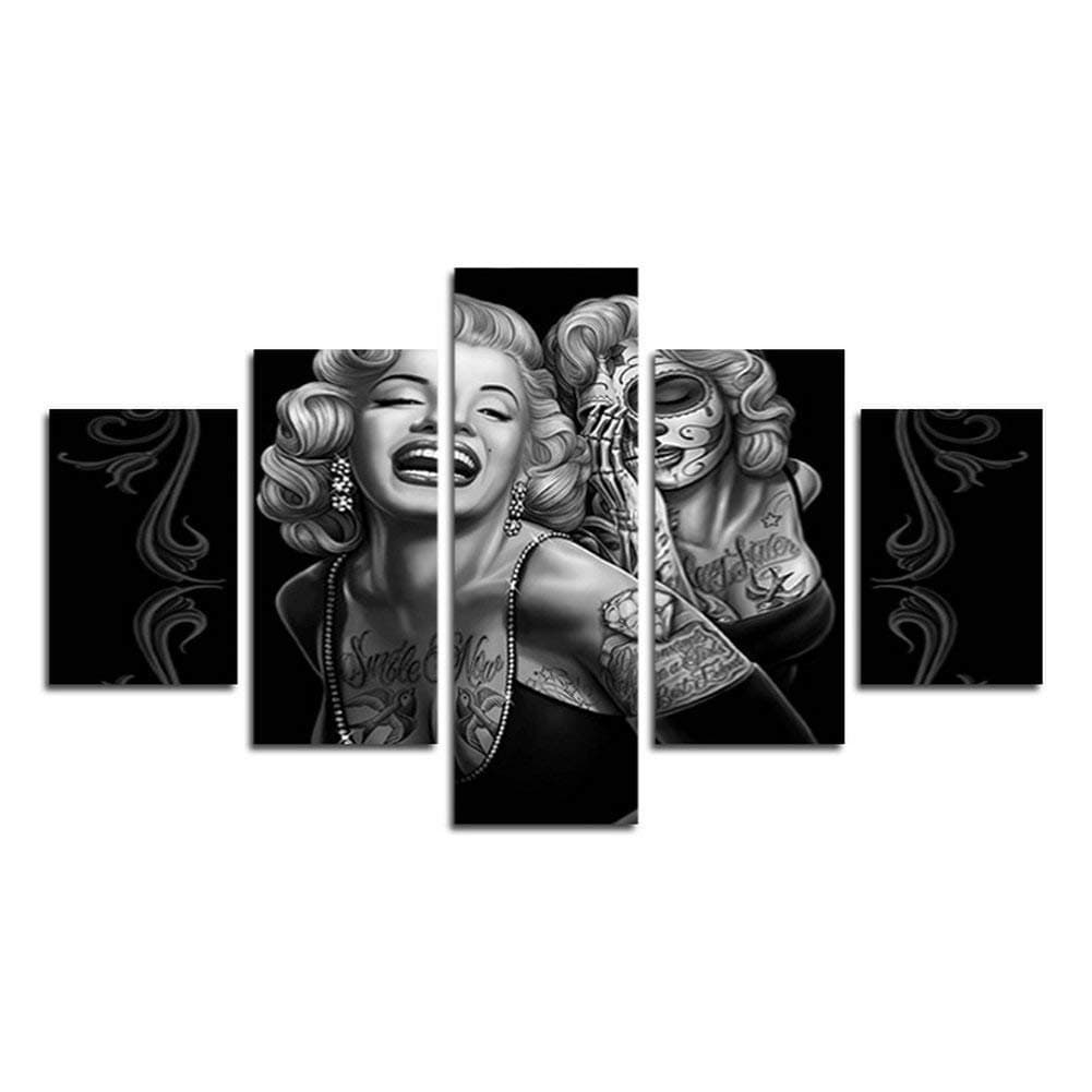 NOTSEK YspgArt Print Painting Canvas, 5 Pieces Marilyn Monroe scene Wall Art Painting for Home Living Room Office Mordern Decoration Gift(Unframed)