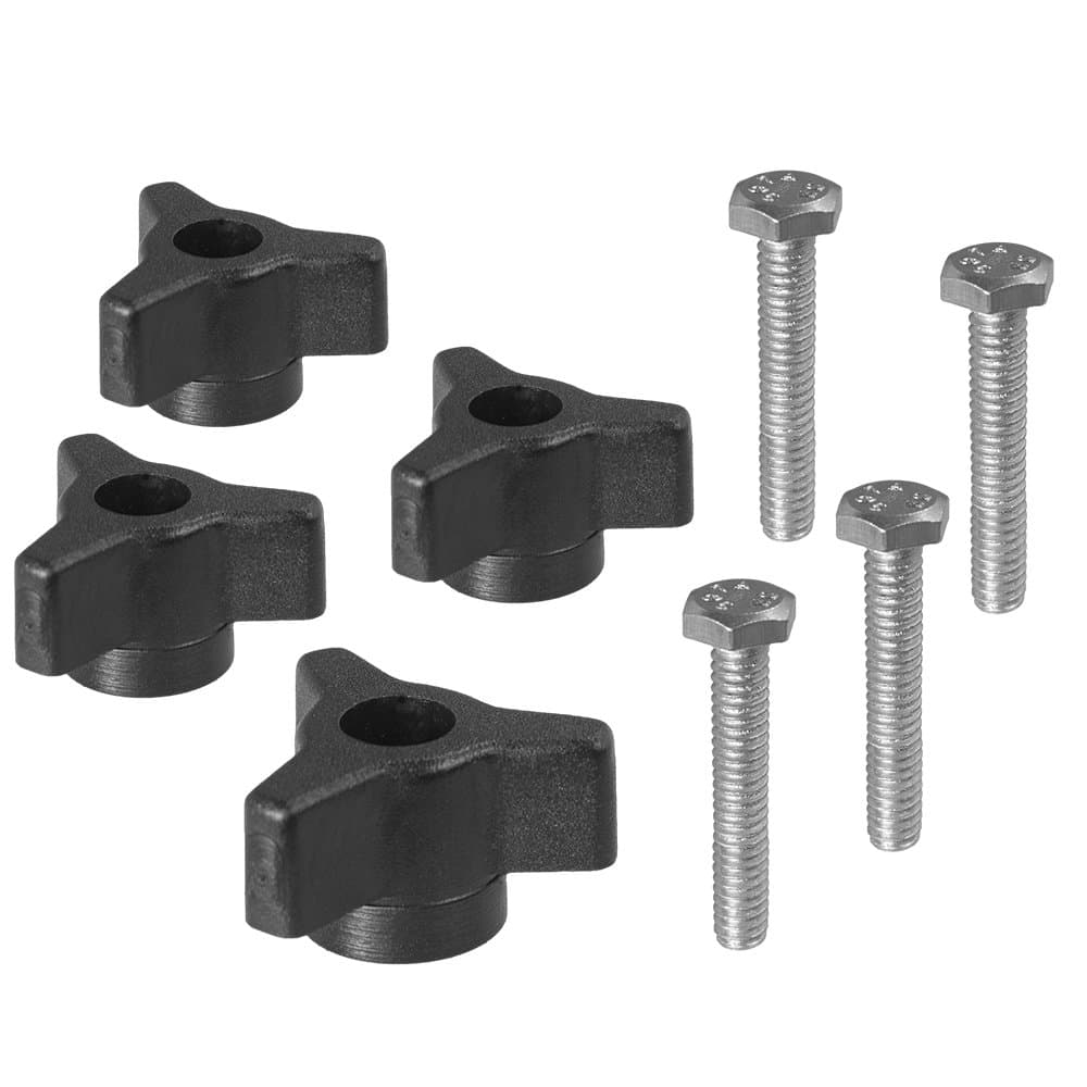 Peachtree Woodworking 1/4 x 20 Black Plastic Star Knob and Bolt - 4 Pack PW6111