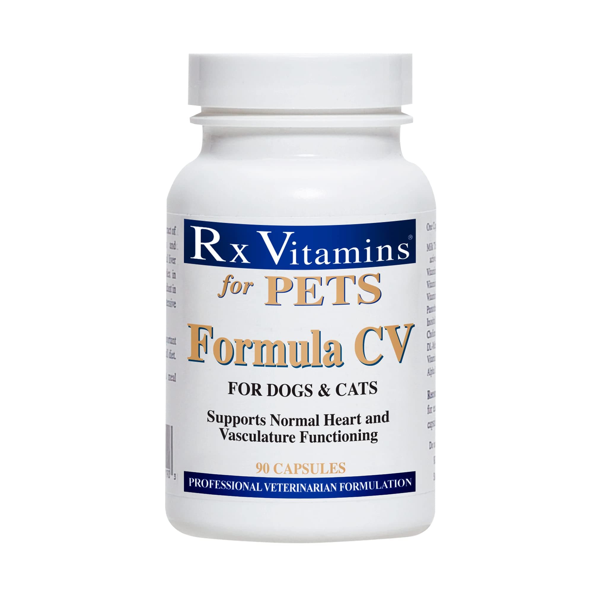 Rx Vitamins for Pets Formula CV for Dogs & Cats - Cardiovascular Nutritional Support - Hypoallergenic Veterinary Formula - 90 Capsules
