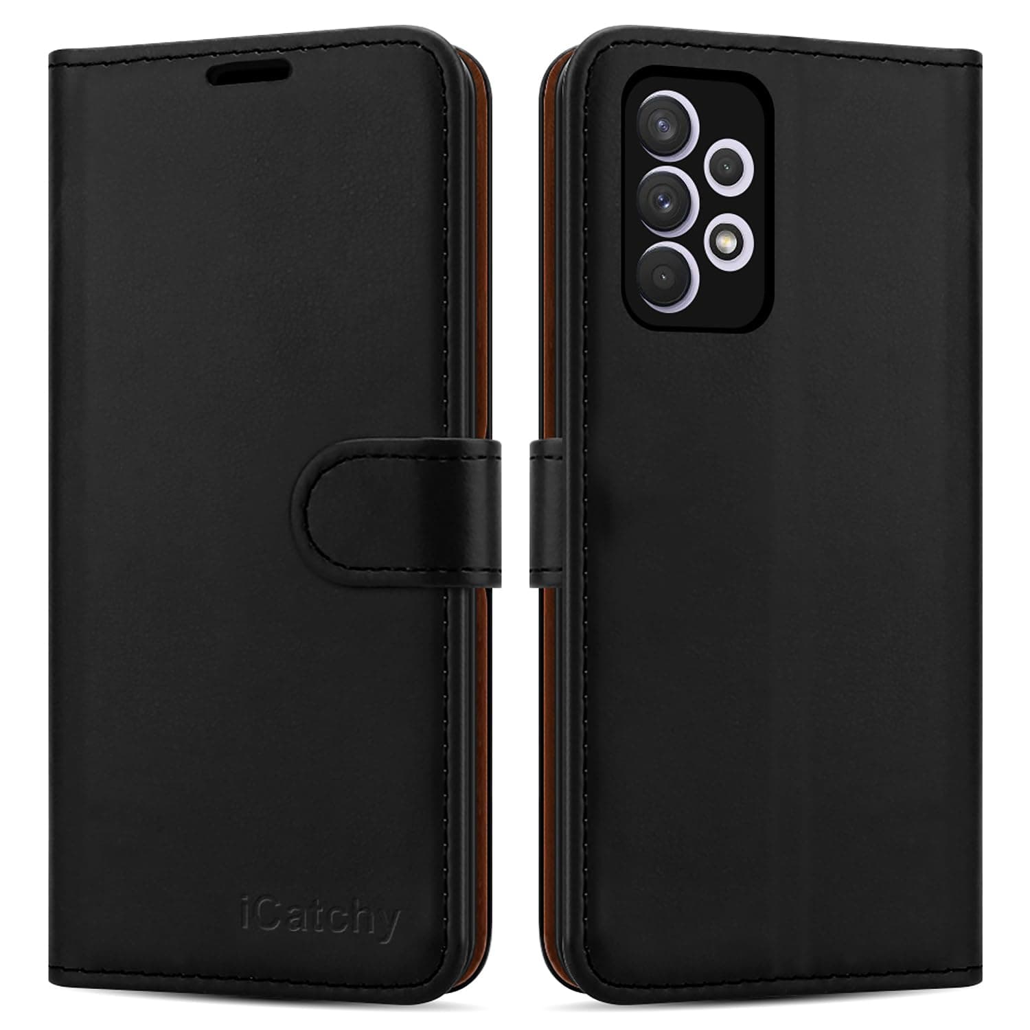 – for Samsung Galaxy A33 5G Case Leather Wallet Book Flip Folio Stand View Cover Kickstand Magnetic Closure Card Slots with Storage Compartment for Samsung A33 Case (Black)