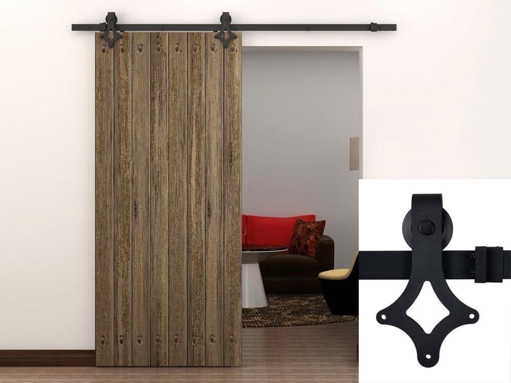 SY003b New Black Diamond Sharp American Country Style Barn Wood Sliding Door Hardware Track Set
